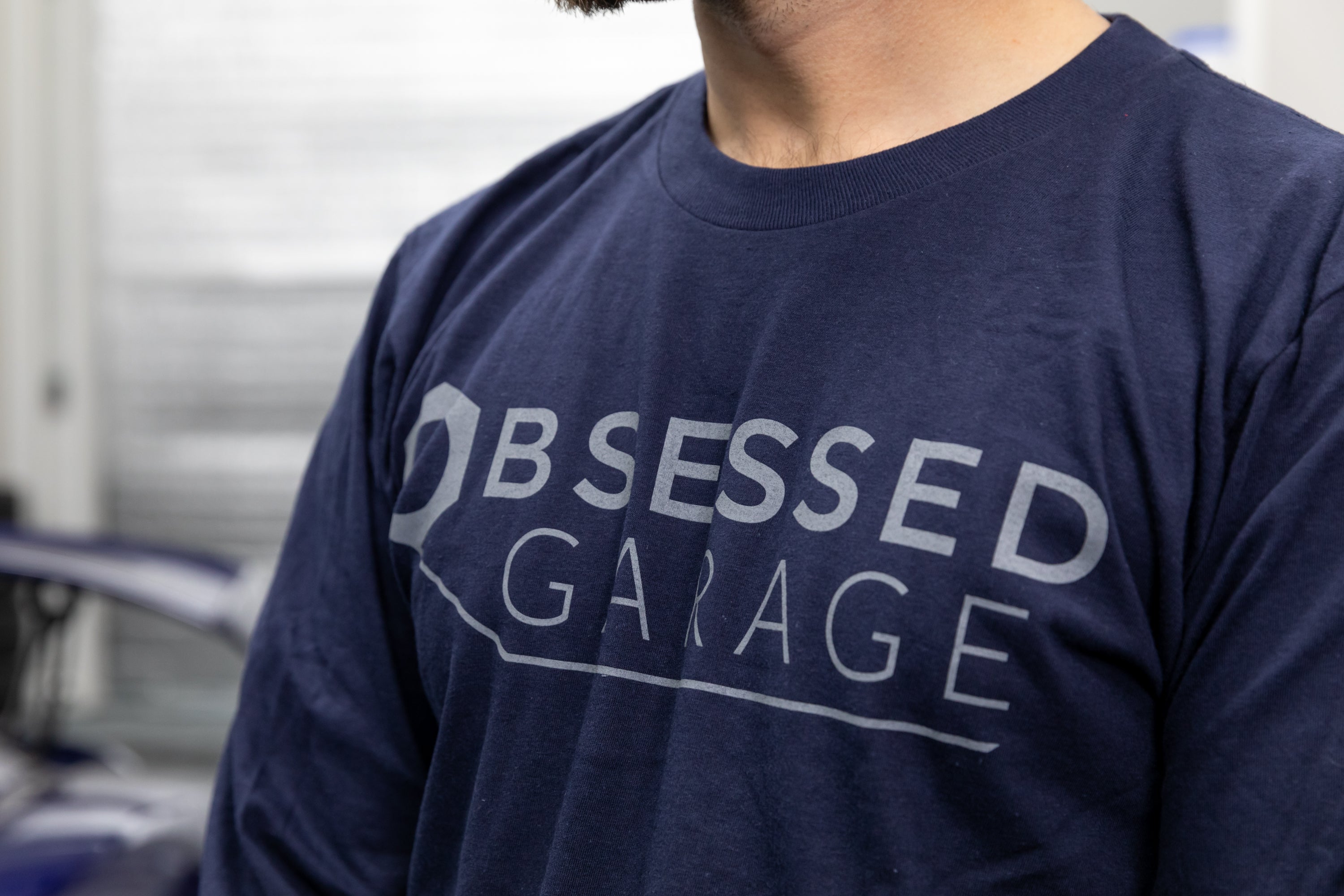 Obsessed Garage Logo Long Sleeve Shirt for Men - Premium Cotton Work Shirt for Car Enthusiasts & Mechanics - Comfortable Workshop & Casual Wear