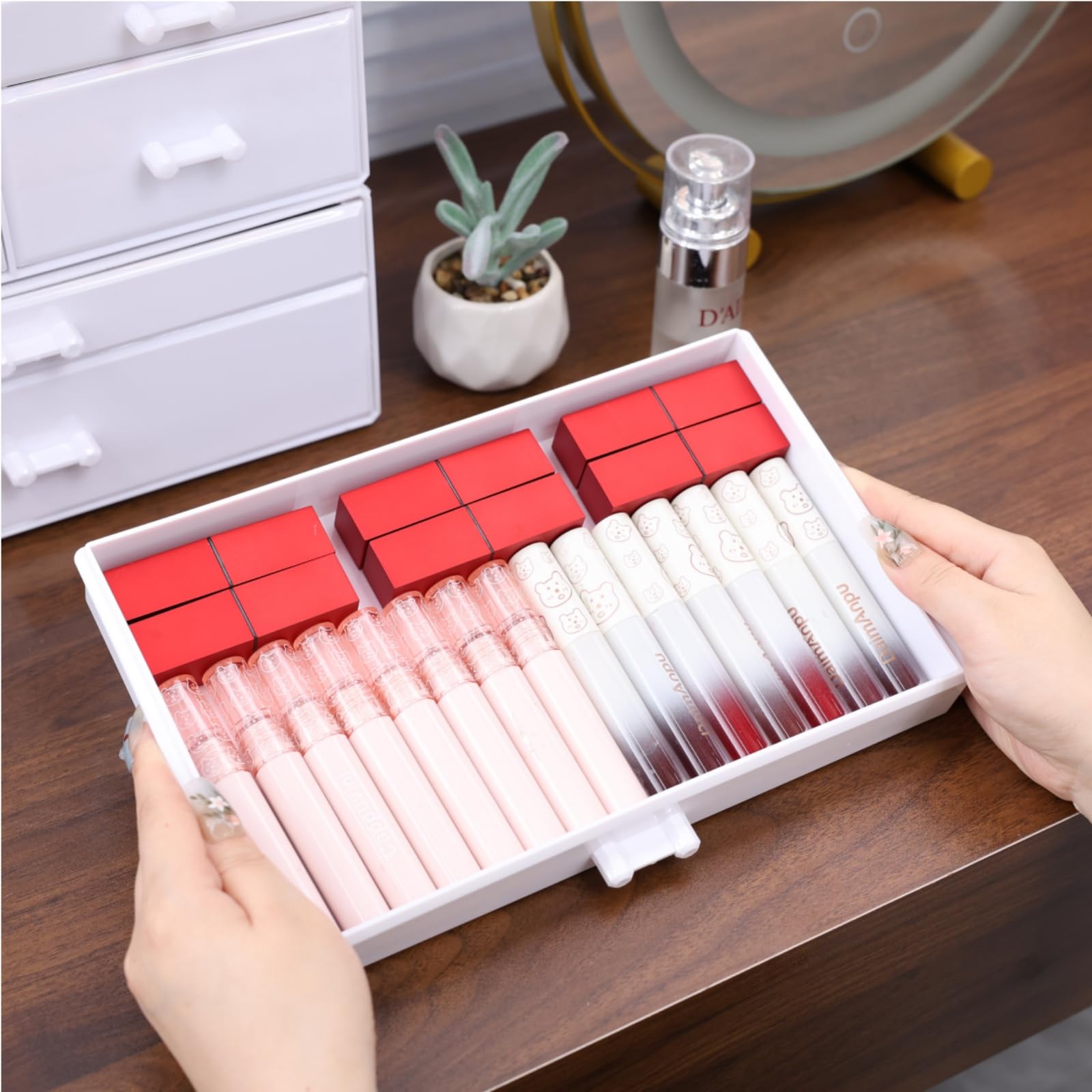 Acrylic Drawer Organizer - Stackable Cosmetic Storage Case with 8 Drawers for Desk, Bathroom & Vanity Countertop | White | Perfect for Makeup, Jewelry & Small Item Organization