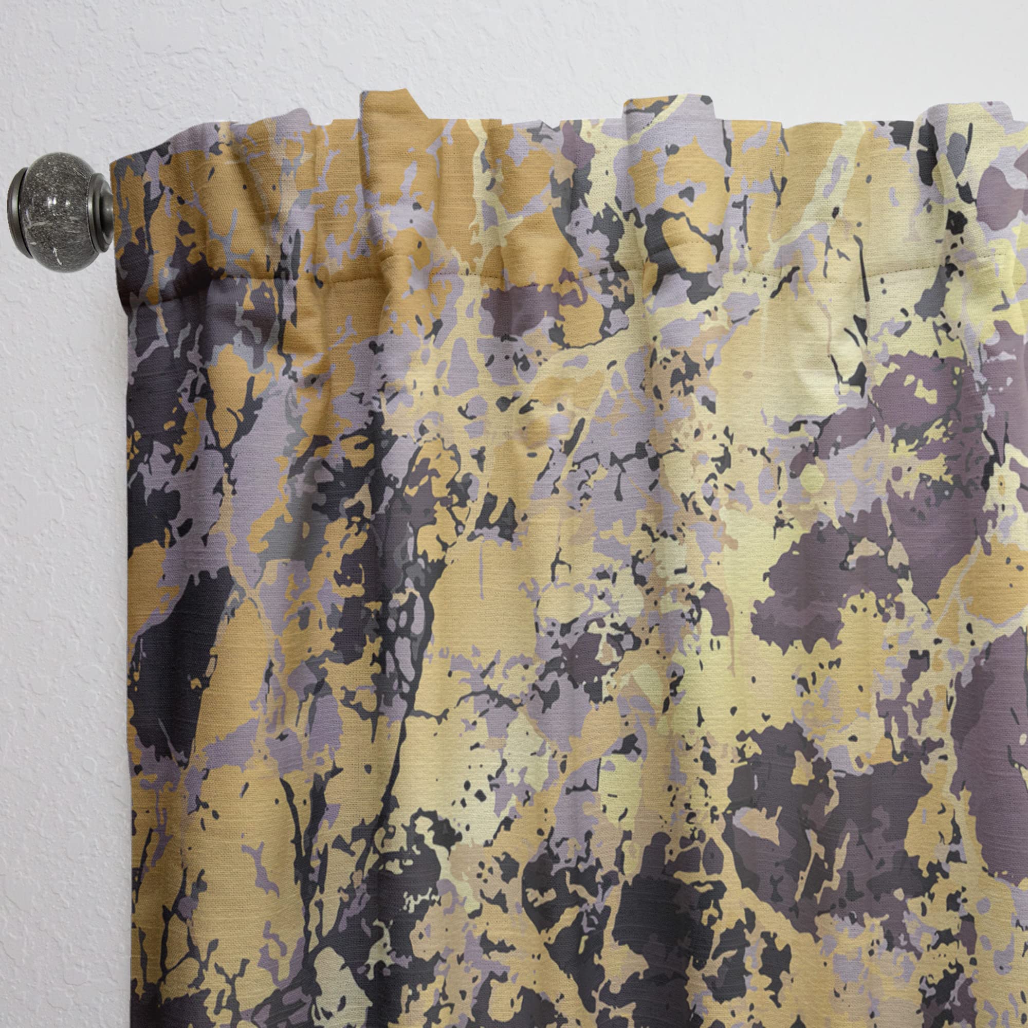 DesignQ Golden Marble Thermal Insulated Curtains - 52x95 Single Panel for Bedroom & Living Room - Elegant Drapes for Home Decor, Light Blocking & Energy Saving