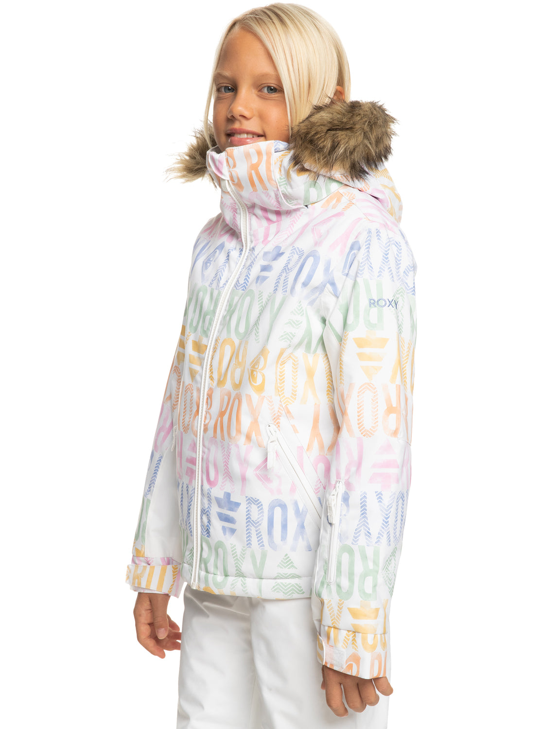 Roxy Jet Ski Jacket for Girls - Waterproof & Windproof Ski Coat - Bright White - Size 15-16 Years - Perfect for Water Sports & Winter Activities