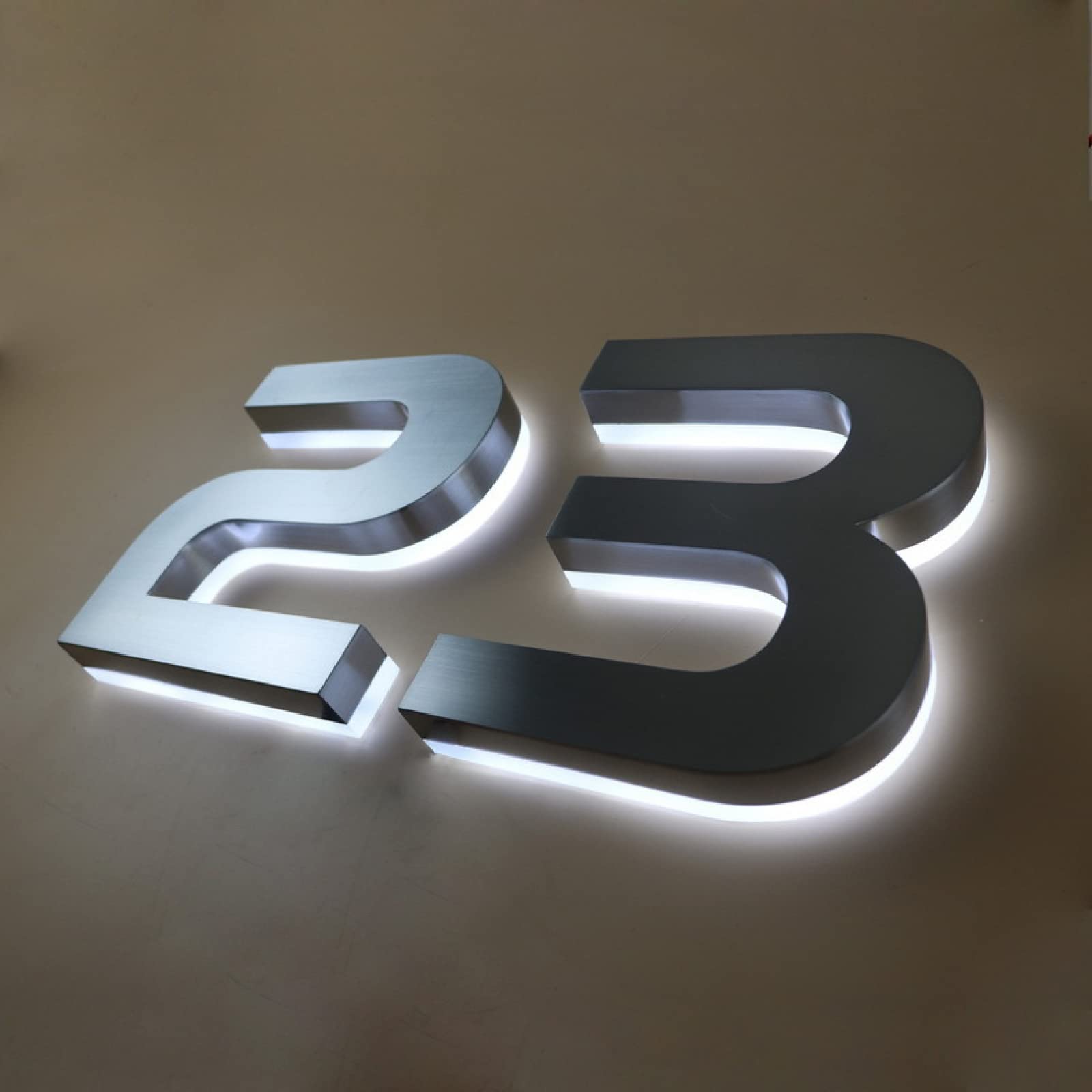 3D Floating LED Backlit House Numbers - Modern Outdoor Lighted Address Plaque in White Light (5/6 inch, 150mm) for Enhanced Curb Appeal & Nighttime Visibility