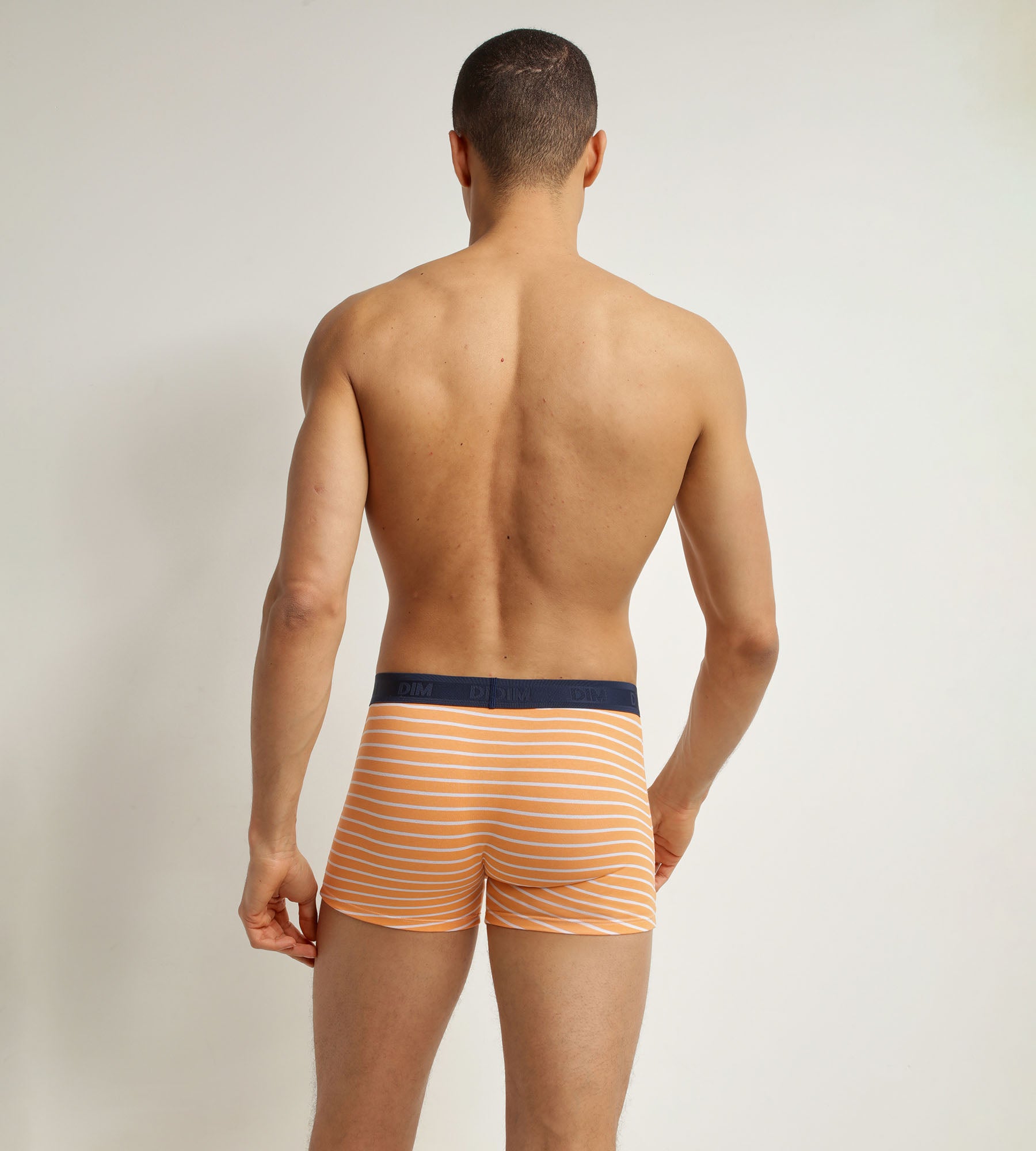 Men's Stretch Cotton Boxer Briefs - Orange Striped Design - Comfortable Underwear for Daily Wear & Active Lifestyles