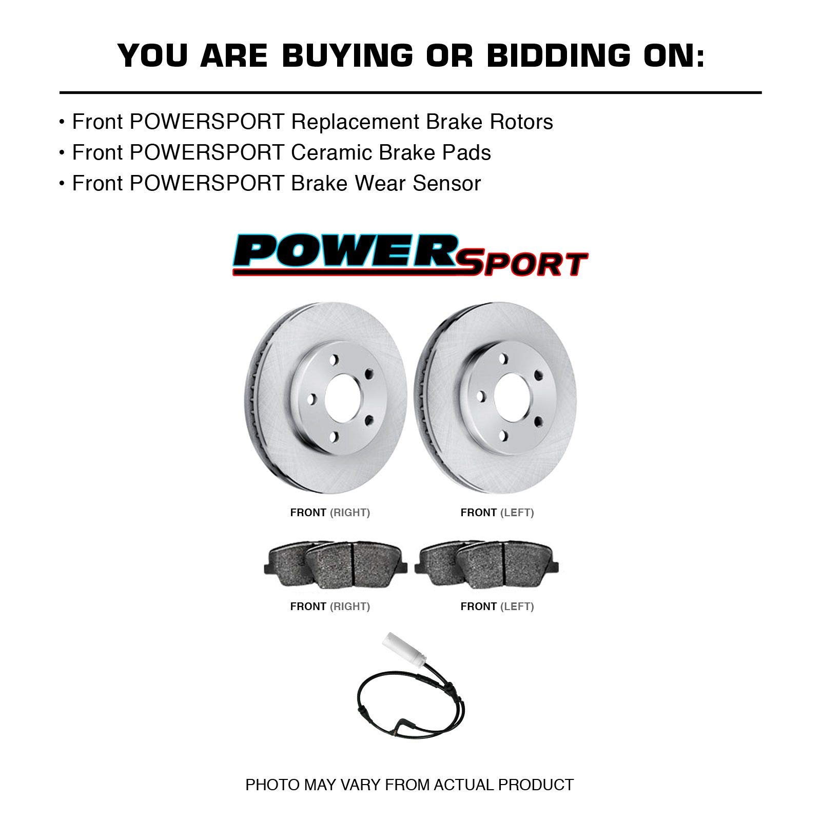 PowerSport Ceramic Front Brake Pads & Rotors Kit - Compatible with 2011-2016 Mini Cooper Countryman & 2013-2016 Mini Cooper Paceman | High-Performance Braking System for City Driving & Mountain Roads