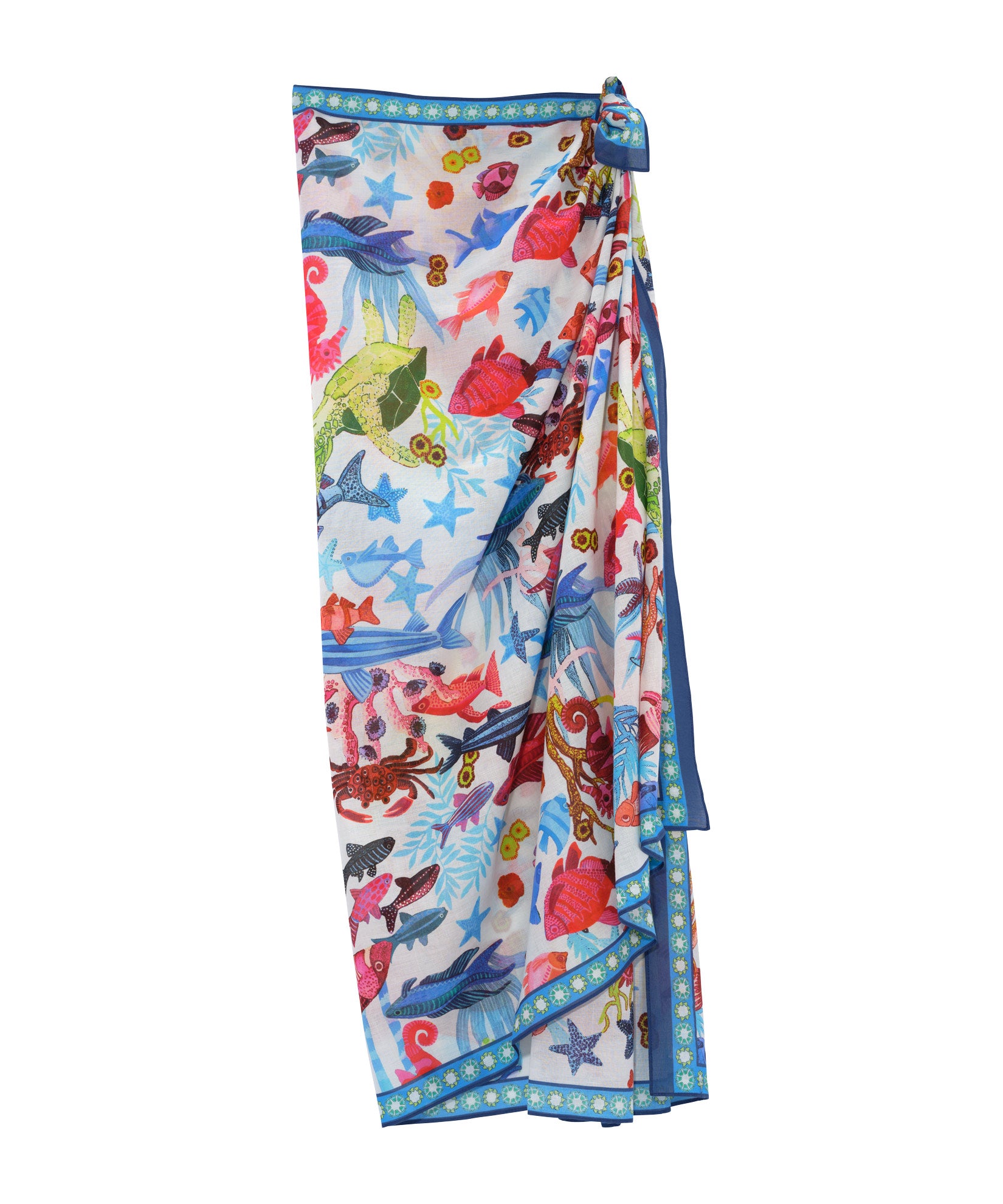 Waterproof Underwater Seas Sarong Wrap - Quick Dry Beach Cover Up for Women, Swimwear Cover, Poolside Lounging & Tropical Vacations