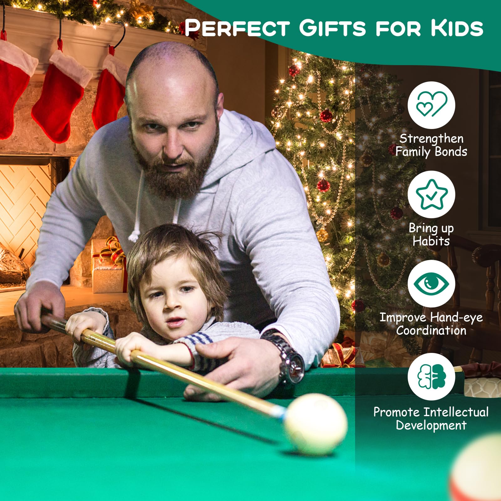 Premium Folding Billiard Table - Engineered Wood Snooker Pool Table for Home & Game Room - Compact Space-Saving Design for Indoor Entertainment