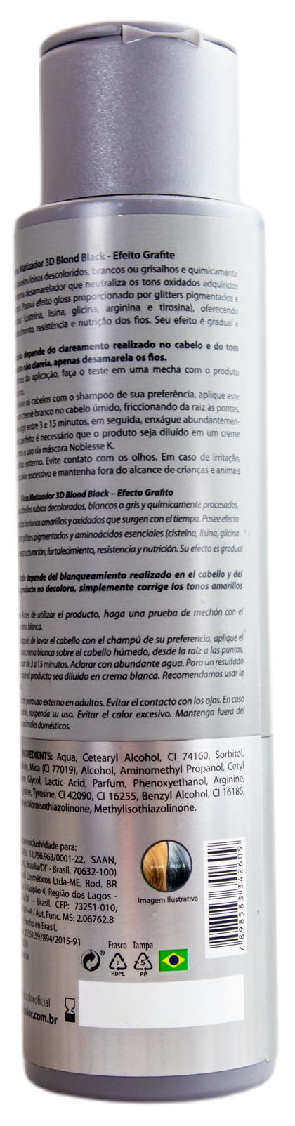 3D Blonde & Black Hair Treatment Tinting Gloss Mask - Graphite Effect (500ml) for Vibrant Color & Shine | At-Home Hair Coloring & Salon-Quality Results
