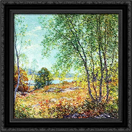 20x20 Black Ornate Wood Framed Canvas Art - Willard Metcalf Painting - Summer Landscape Wall Decor for Living Room, Bedroom & Office