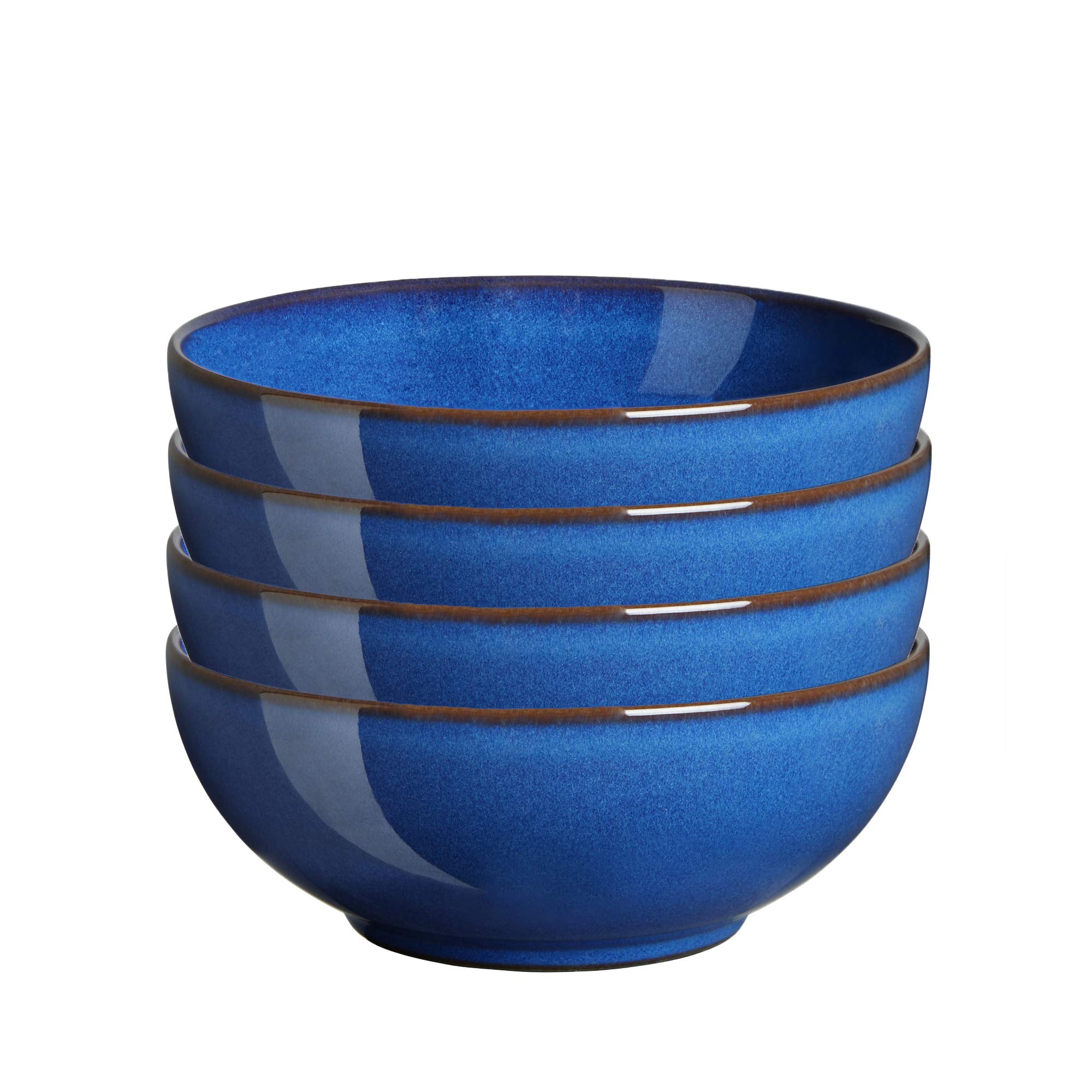 Denby Imperial 4-Piece Coupe Cereal Bowl Set - Cobalt Blue - Elegant Stoneware for Breakfast, Soup & Dessert - Perfect for Dining & Entertaining