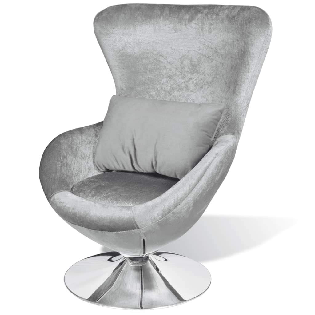 Modern Living Room Chair - Upholstered Swivel Egg Armchair with Iron Base, Comfy Reading Chair for Bedroom & Living Room | Egg Shape Silver Design | Fast Delivery | Perfect for Relaxing, Reading & Home Decor
