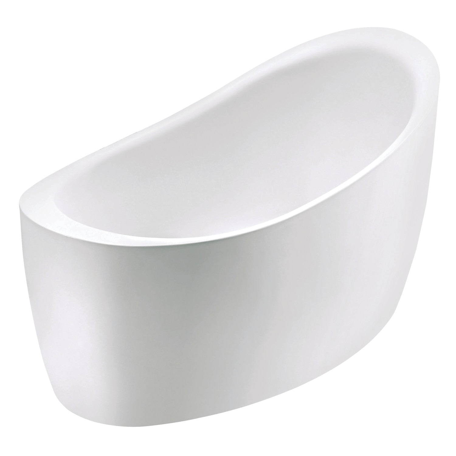 Aqua Eden 52 Inch Acrylic Oval Freestanding Bathtub with Drain & Built-in Seat - Glossy White Slipper Tub for Luxurious Bathroom Relaxation | Perfect for Spa-Like Experience at Home