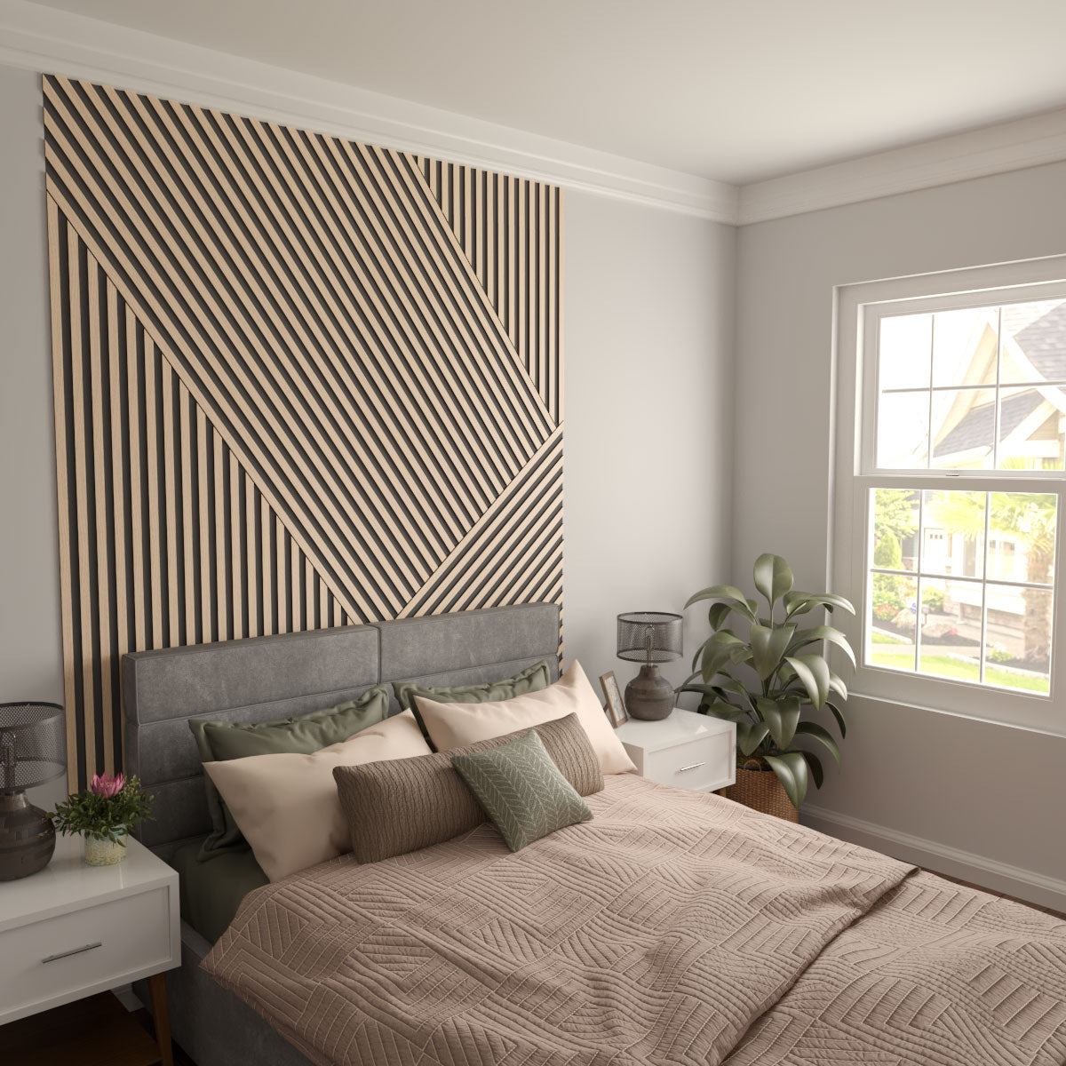 Adjustable Wood Slat Wall Kit - Modern DIY Room Divider & Decorative Panel for Home & Office - Perfect for Living Room, Bedroom, or Workspace Partitions