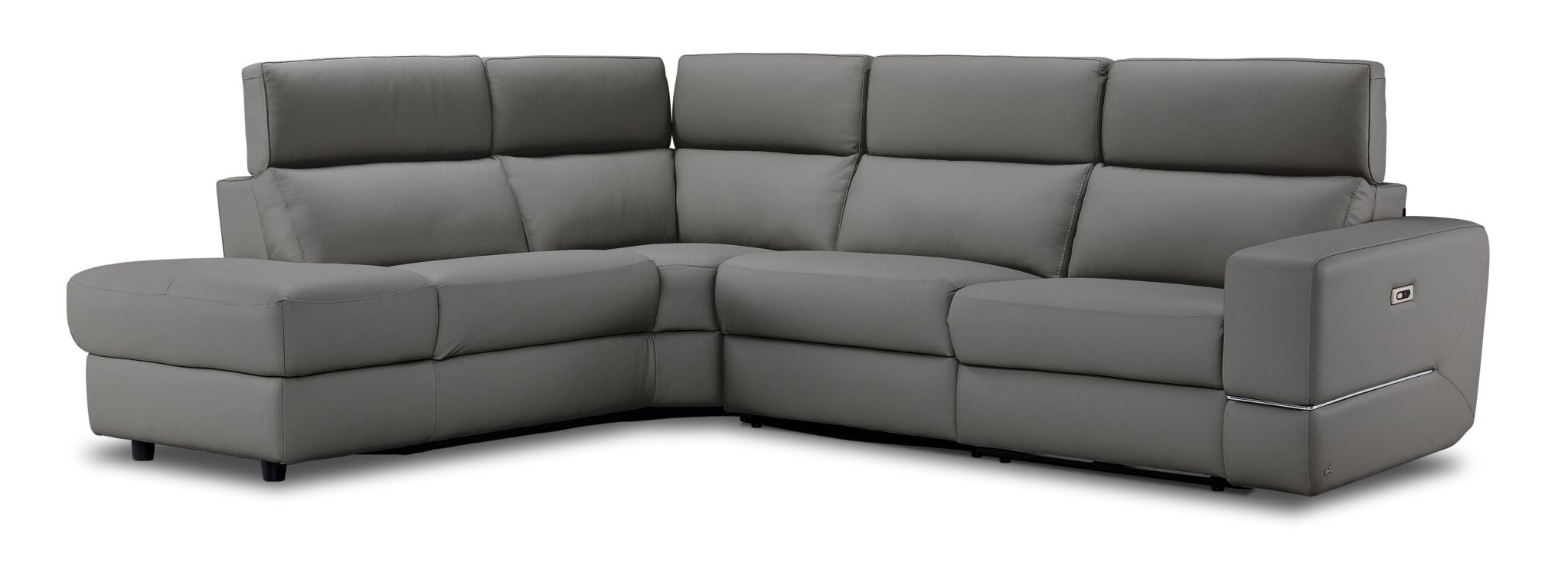 Bianca 3-Piece Power Reclining Sectional Sofa with Left Facing Chaise in Grey - Perfect for Living Room, Home Theater & Family Gatherings