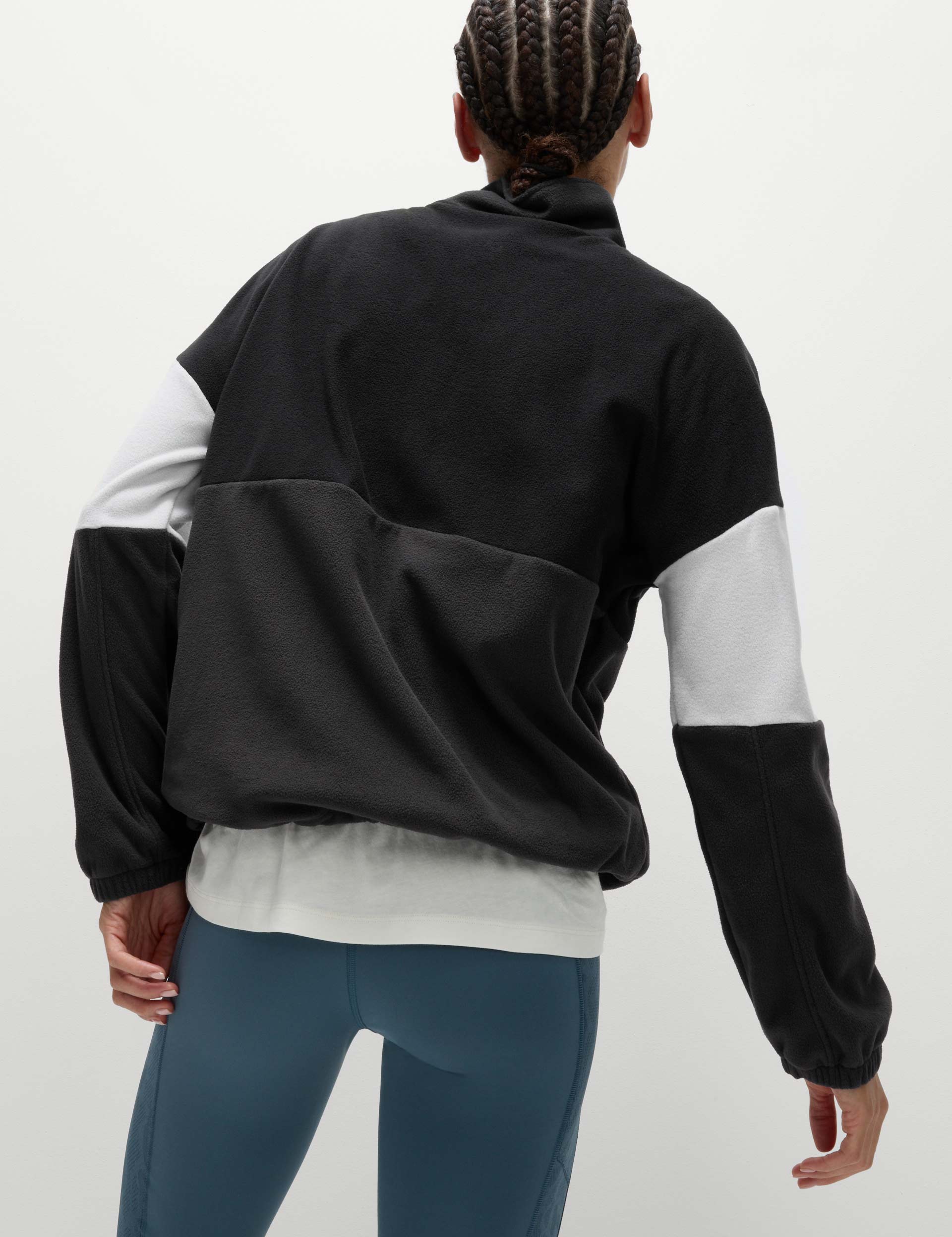 Thermal Half-Zip Color Block Fleece Jacket - Carbon Black | Warm & Stylish Outdoor Winter Wear for Hiking, Camping & Casual Use