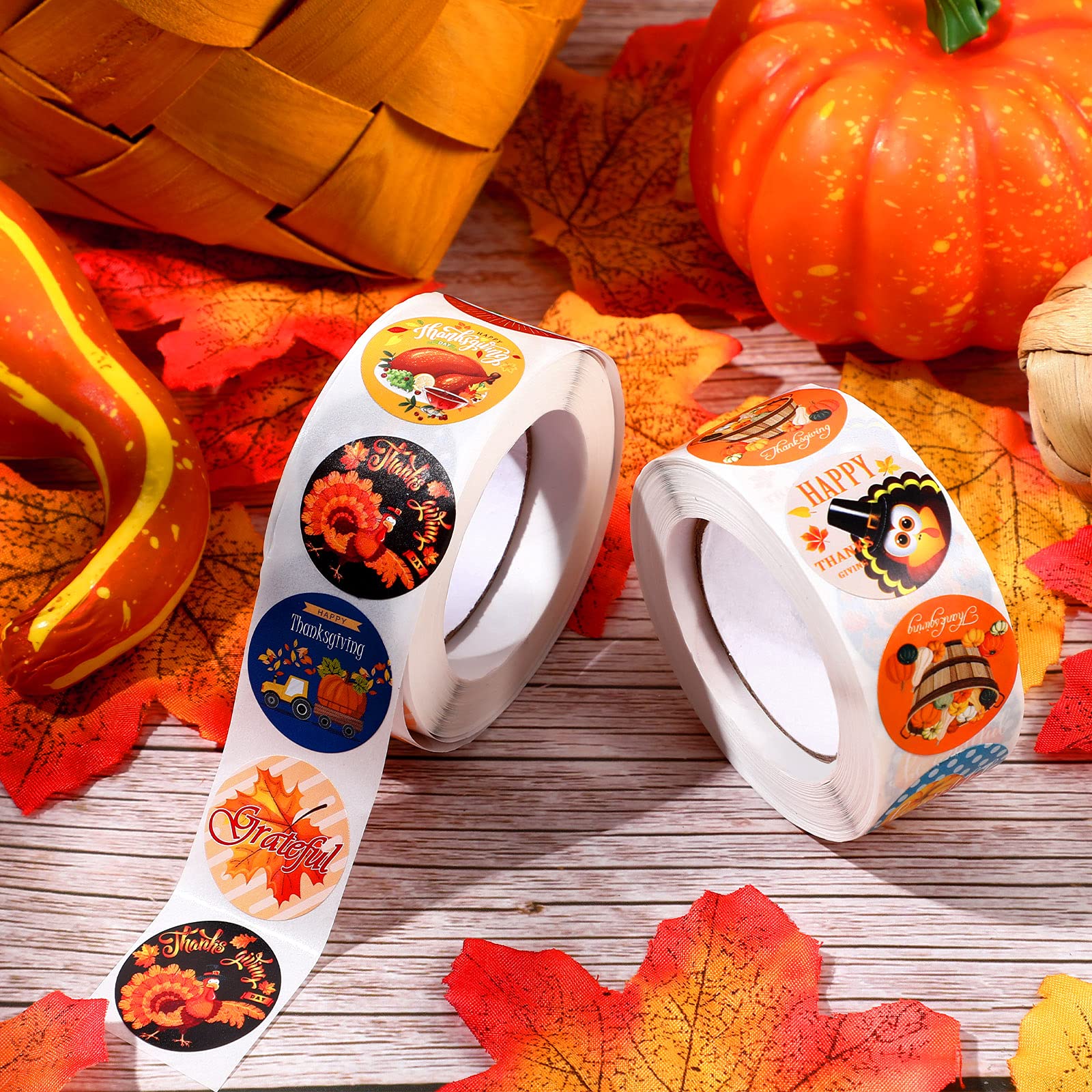 Zonon 1000-Piece Thanksgiving Stickers Set - Funny Turkey, Pumpkin & Maple Leaf Adhesive Decals for Fall Party Decorations | Perfect for DIY Crafts, Scrapbooking, Gift Wrapping & Autumn Festival Celebrations