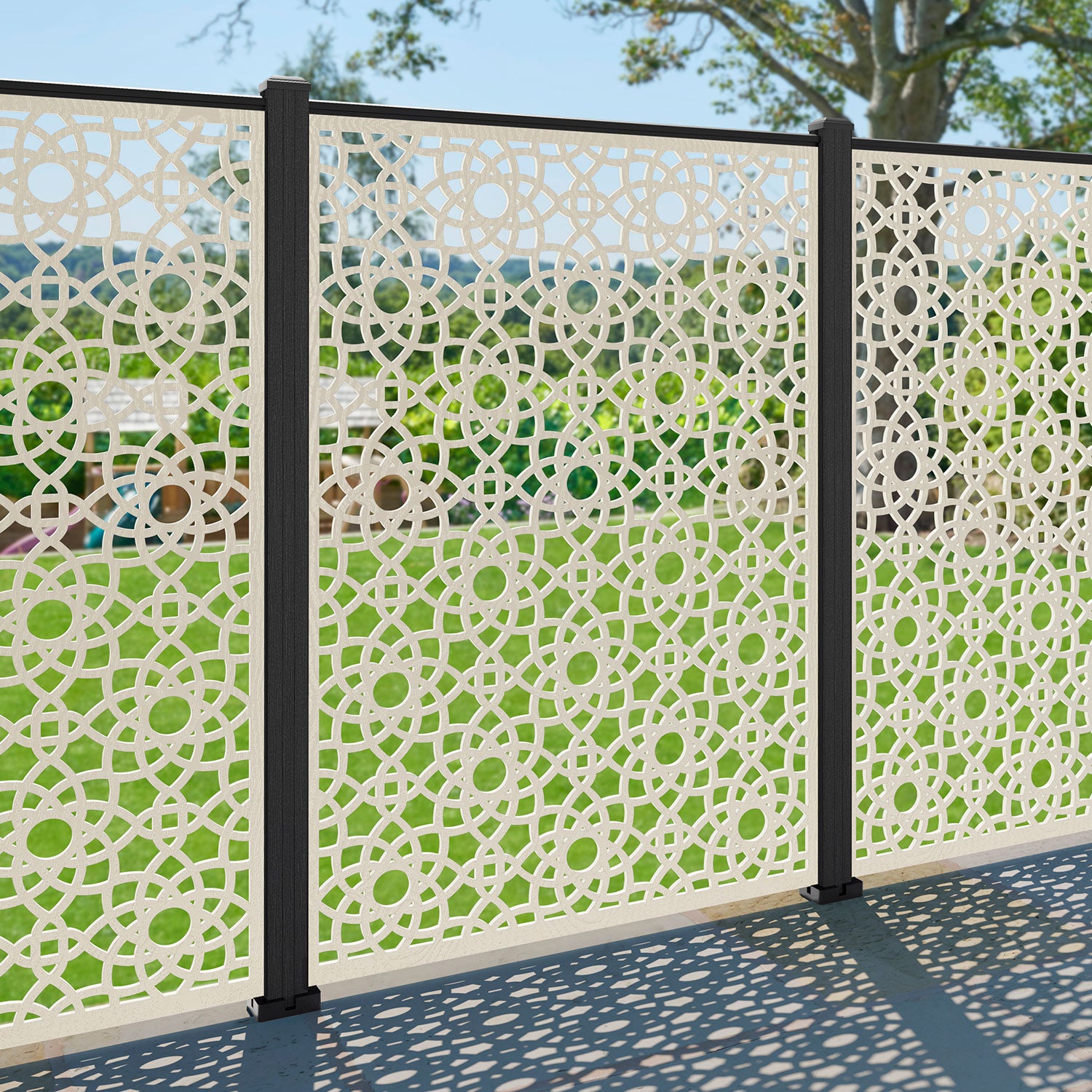 Ambar Decorative Fence 120x180cm (4x6ft) Composite Wood Privacy Screen Panel - Perfect for Garden, Patio, and Backyard Landscaping