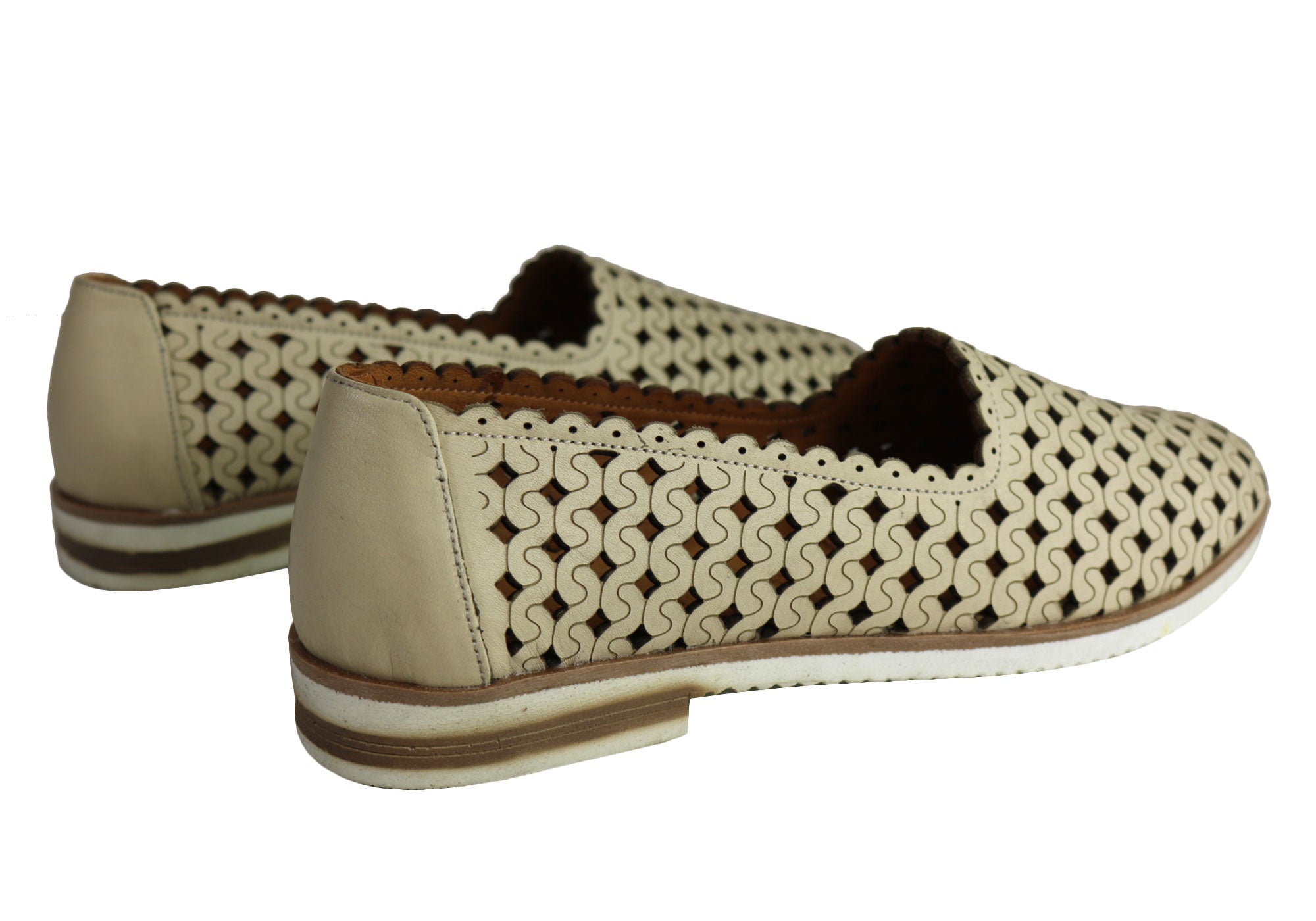 Orizonte Kellie Women's European Beige Leather Comfortable Flat Shoes - Stylish & Comfortable for Work, Travel & Everyday Wear