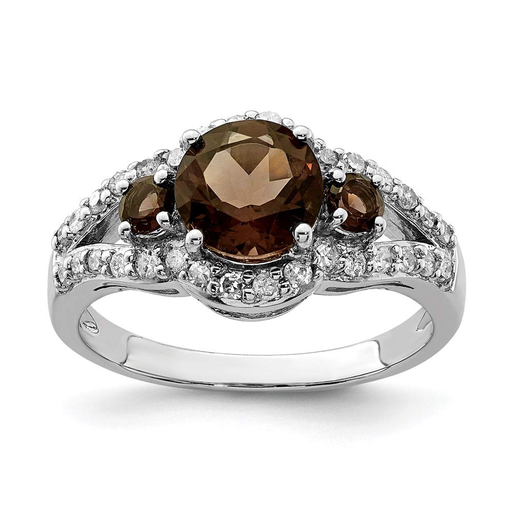 925 Sterling Silver Diamond & Chocolate Brown Smoky Quartz Engagement Ring (0.416 CTTW) - Perfect for Proposals, Anniversaries & Romantic Gifts