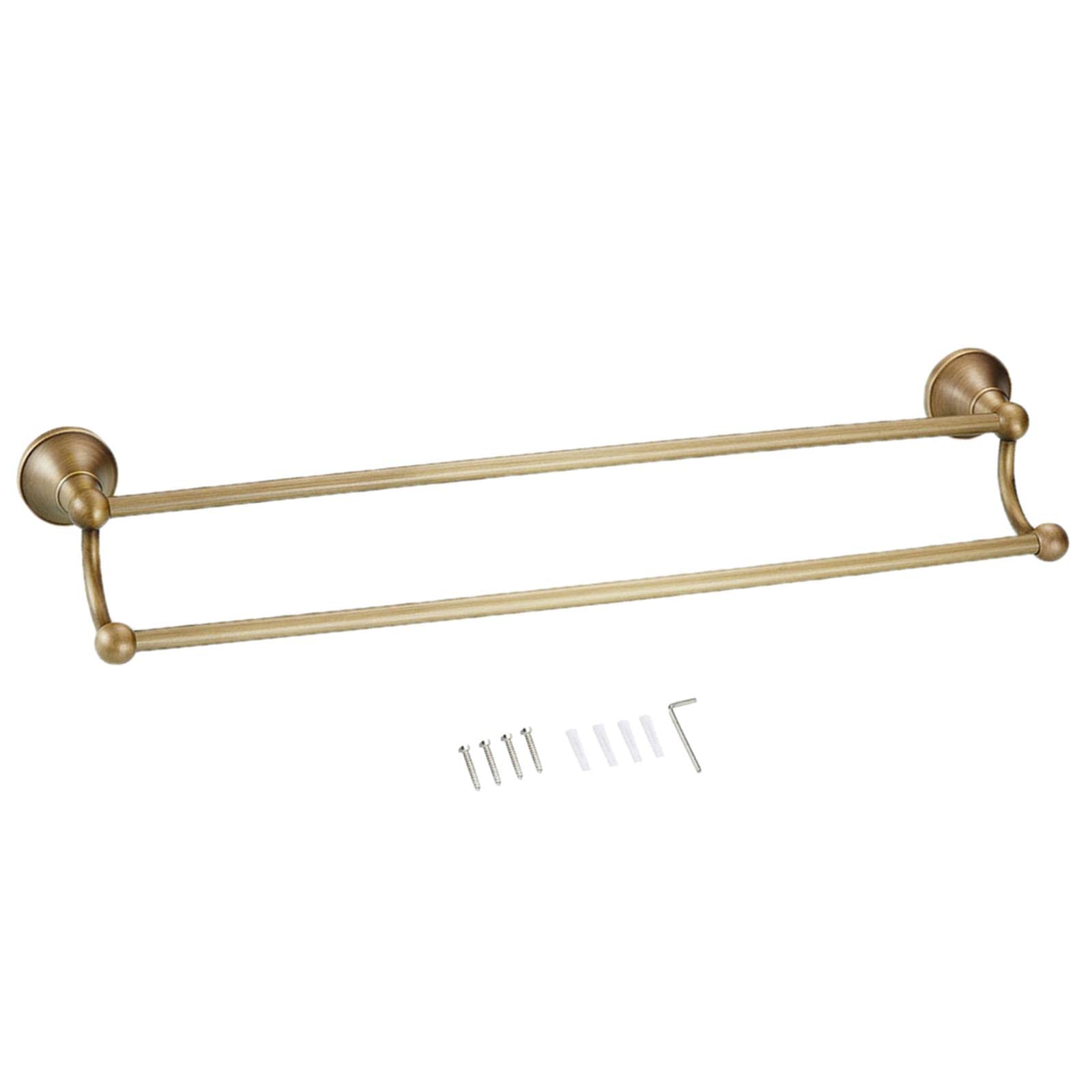 LOOM TREE® 60cm Brass Double Towel Bar - Premium Bathroom Hardware Wall Mounted Towel Rack Holder | Durable & Stylish for Bathroom, Spa, or Guest Room Organization