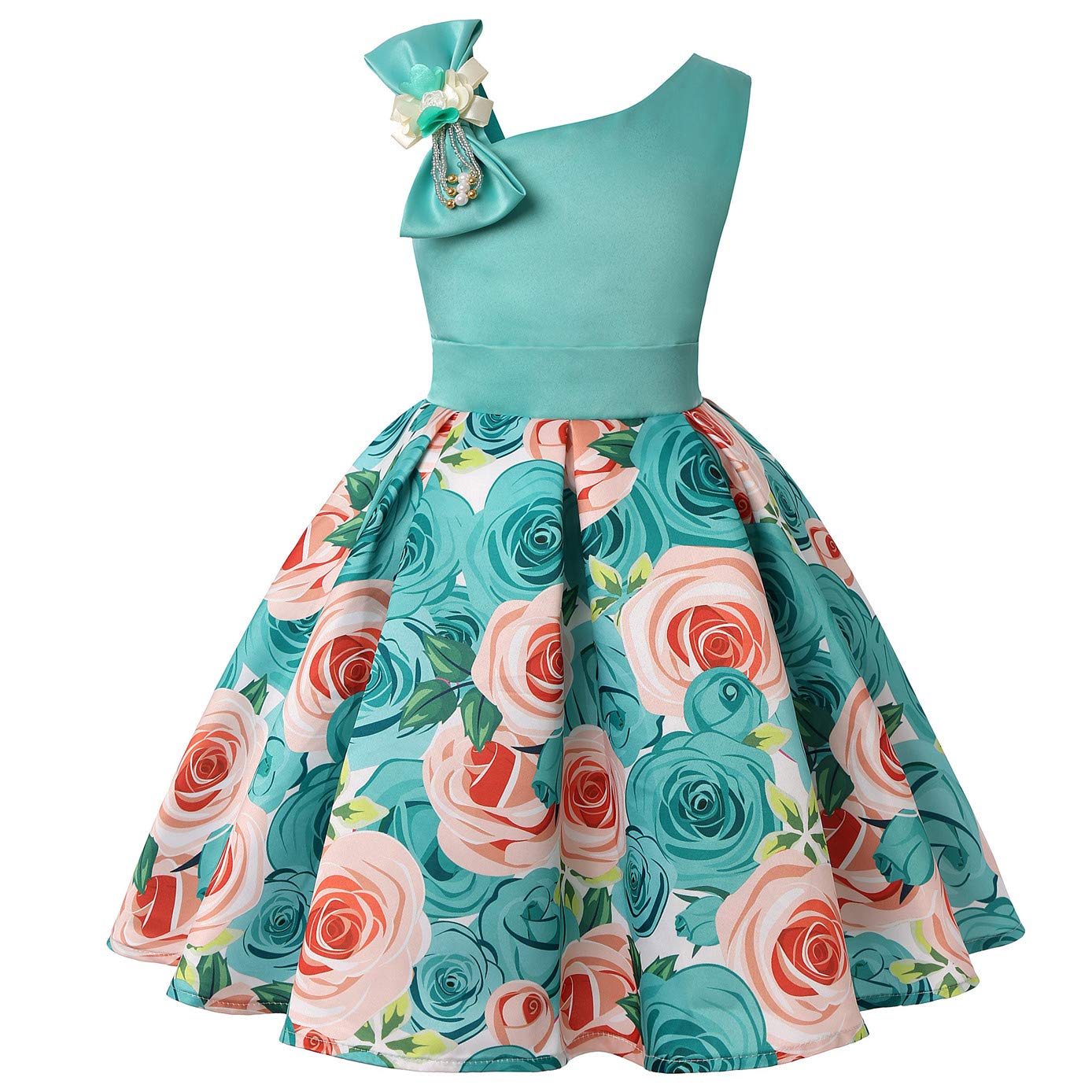 2-9T Floral Flower Girls Dresses for Toddlers - Striped Pageant Dress for Weddings, Parties & Special Occasions