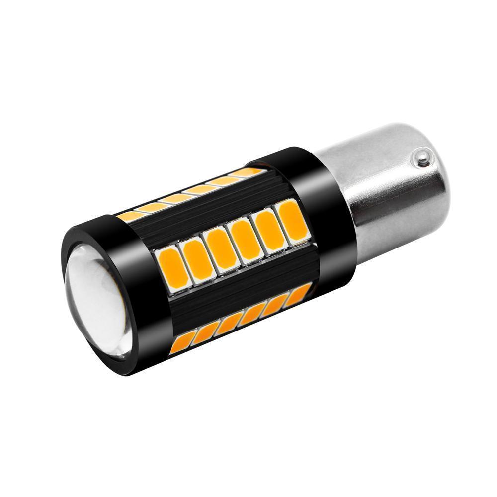 BA15S 1156 LED Bulbs - Amber/White Turn Signal, Brake, Stop, Tail & Reverse Lights - High Brightness for Cars, Trucks, Motorcycles - Perfect for Night Driving & Safety Enhancement