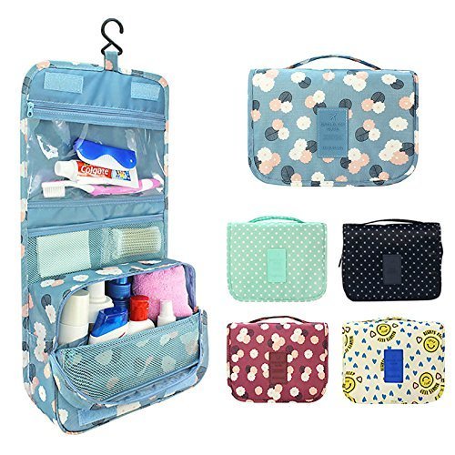 SHRBI Waterproof Hanging Toiletry Bag for Women - Multi-Function Travel Cosmetic Organizer with Hook, Portable Makeup Pouch for Shower, Gym, Camping & Vacation (Multi-Color)