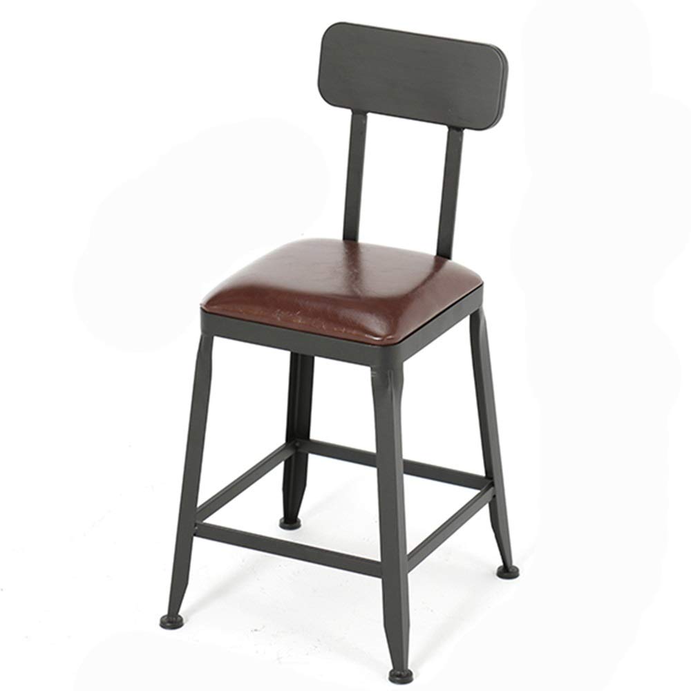 LJFYXZ Bar Stool with Backrest - Square PU Seat Kitchen Stool, Metal Frame High Stool Supports 150kg (45cm Height) - Perfect for Home Bars, Kitchen Islands & Counter Height Dining
