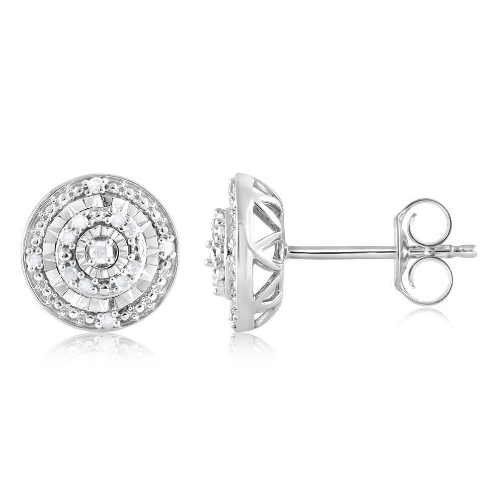 26-Piece Round Diamond Cluster Stud Earrings for Women - Elegant & Sparkling Jewelry for Parties, Weddings & Special Occasions
