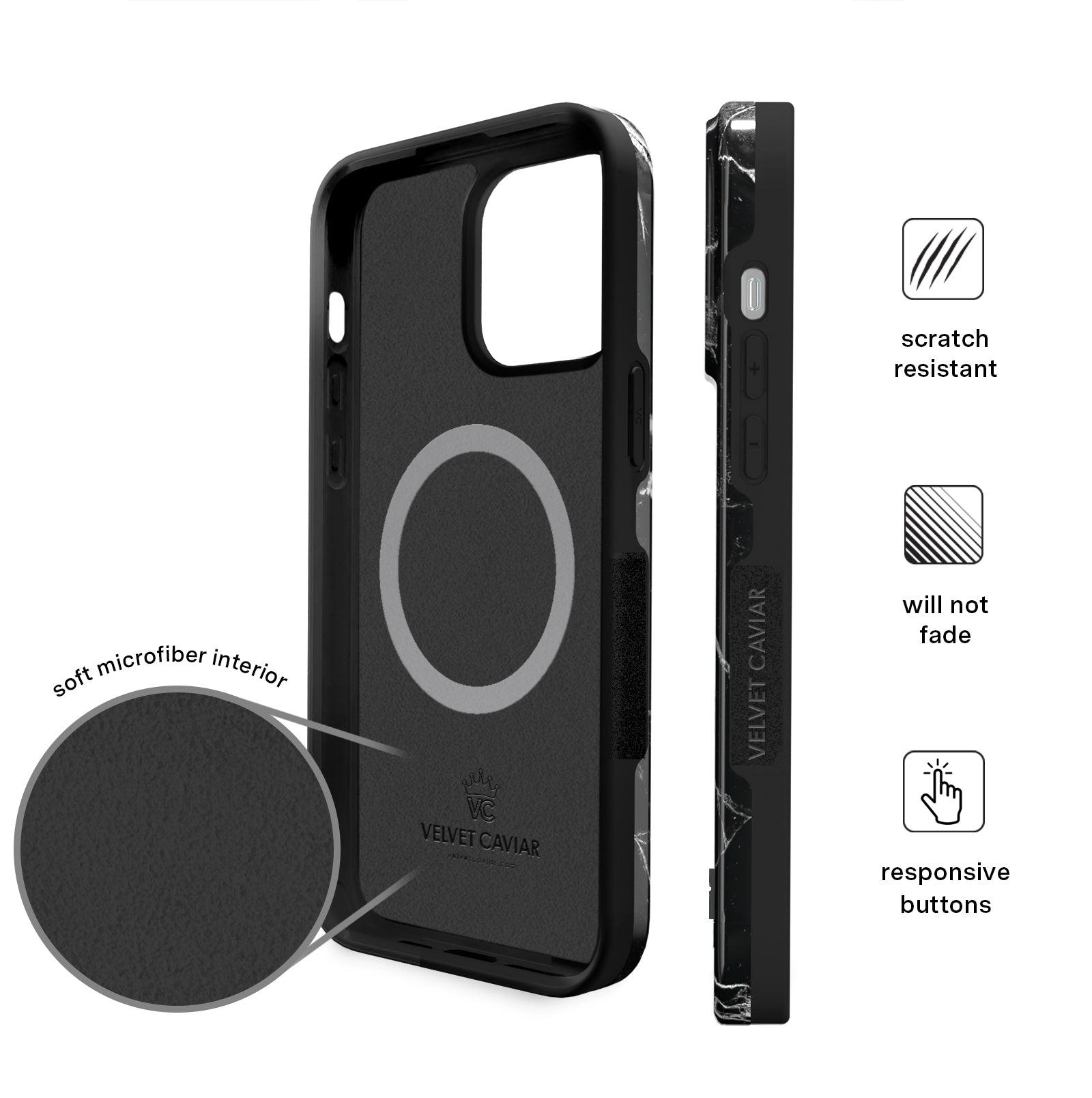 Premium Black Marble iPhone Case - Slim Protective Cover with Anti-Slip Grip | Perfect for Work, Travel & Everyday Use
