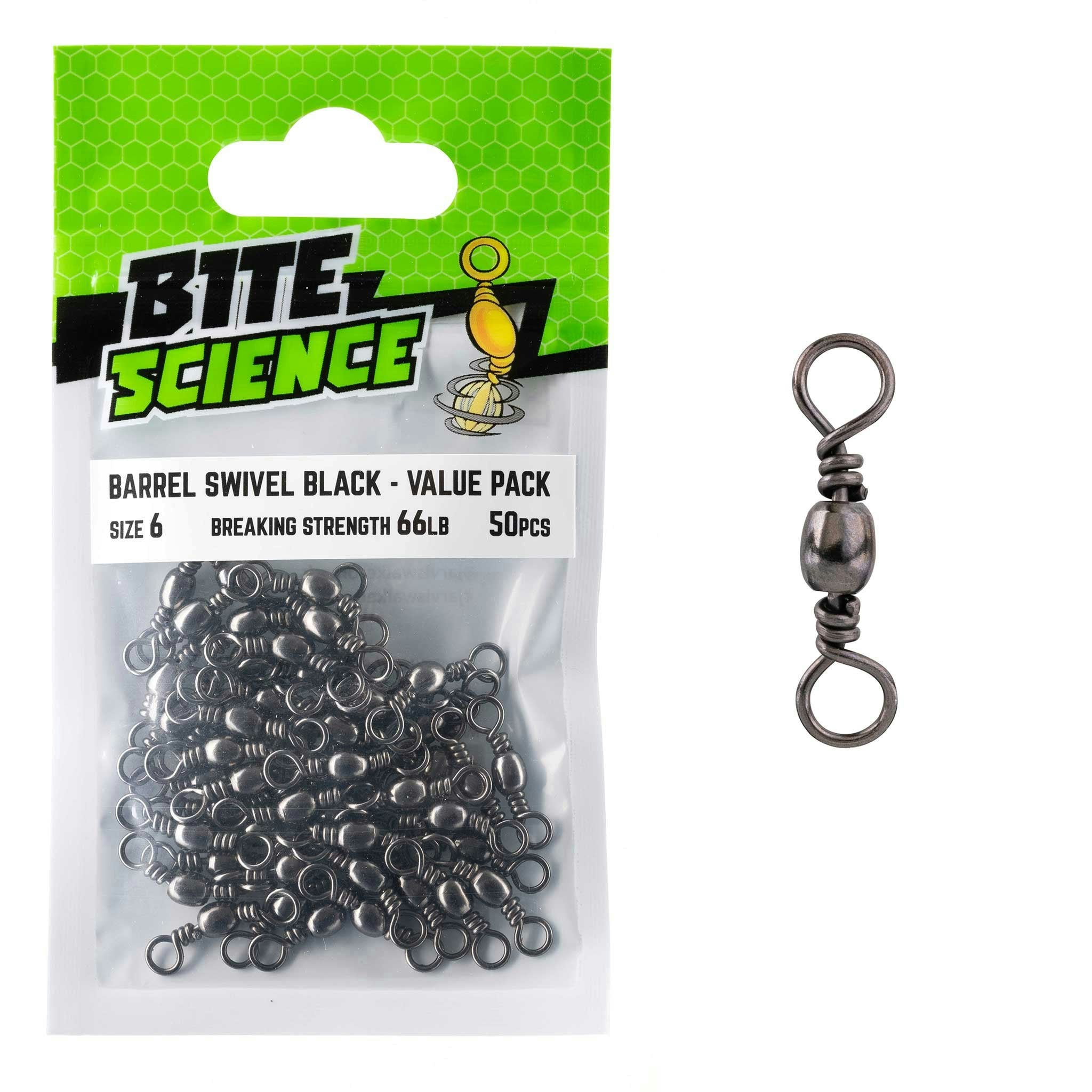 Bite Science Swivels Black Barrel - High Performance Fishing Swivel for Saltwater & Freshwater - Perfect for Lure Rigs, Trolling & Offshore Fishing