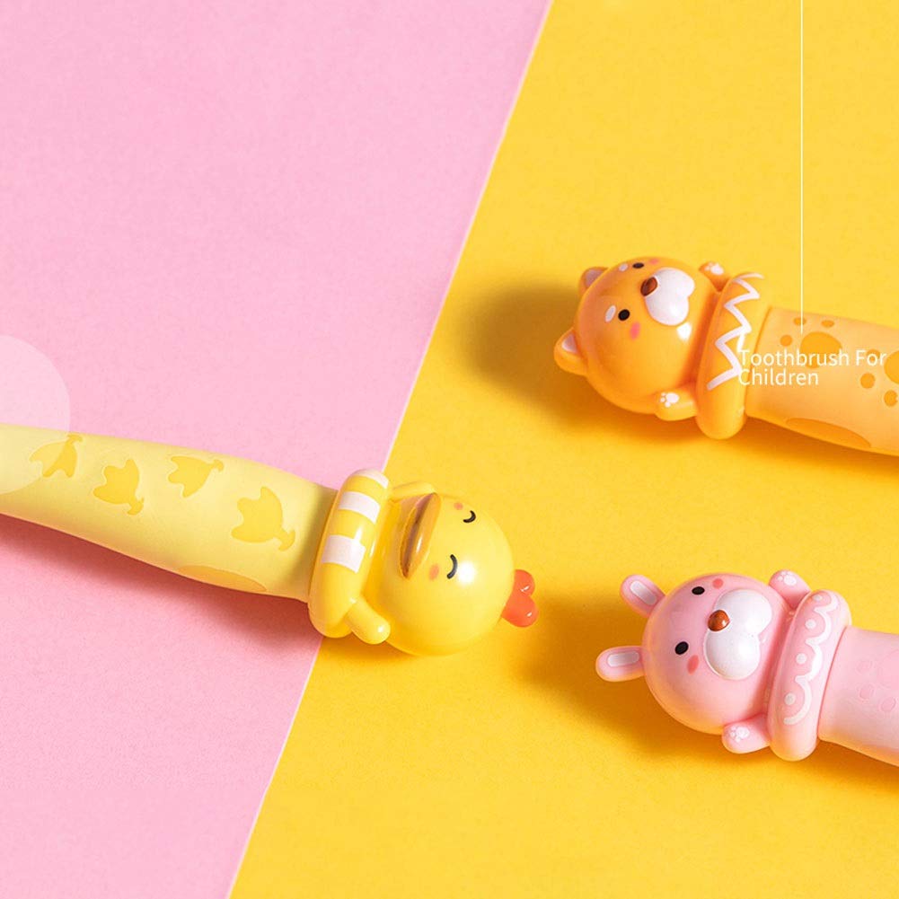 Palmolive Kids Soft Bristle Toothbrush for Children Ages 2-12 - Gentle Manual Toothbrushes for Sensitive Teeth (2-Pack, Pink & Yellow) - Perfect for Daily Brushing at Home & Travel