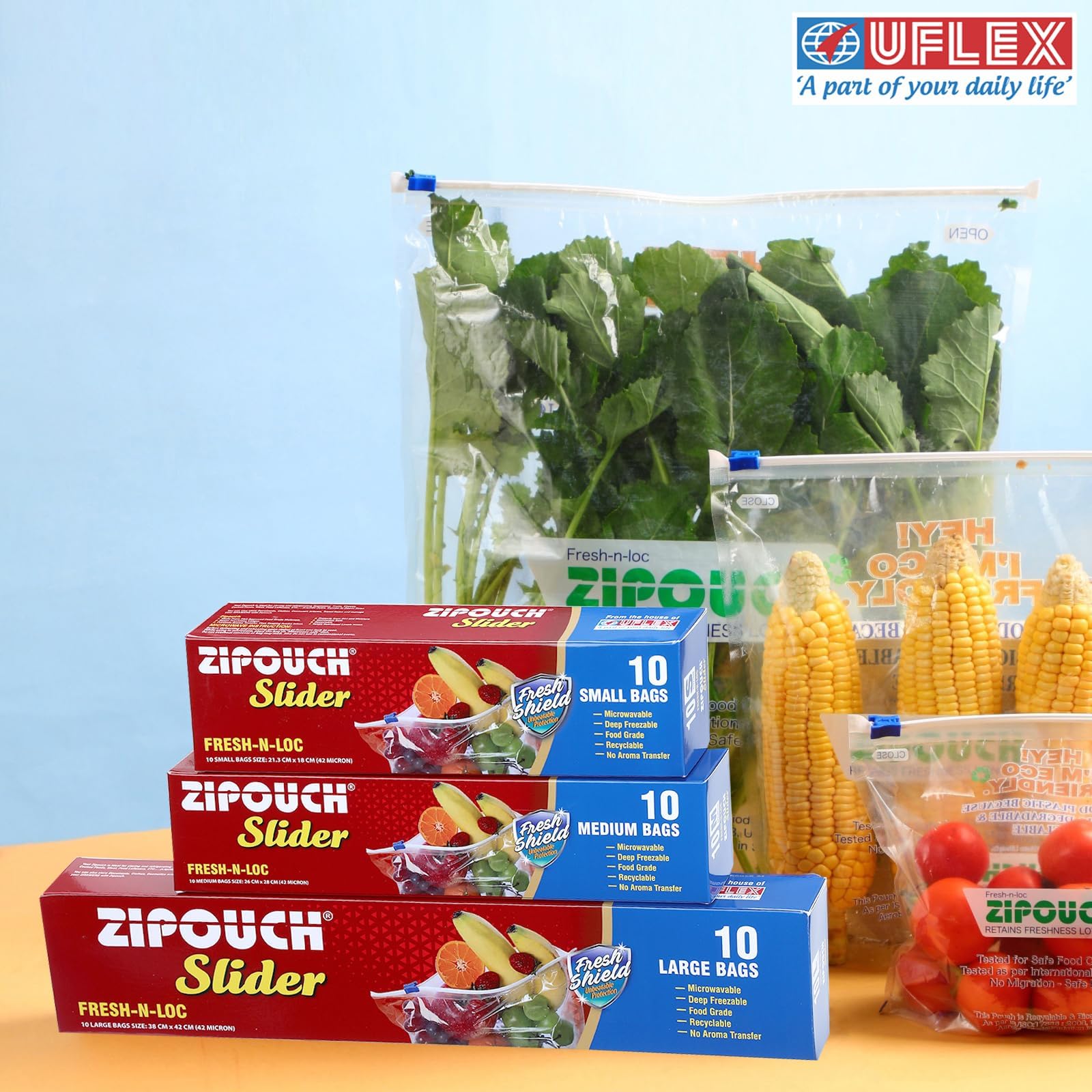 ZIPOUCH Reusable Plastic Food Storage Bags with Slider Seal - Medium Size 26x28cm, Microwave Safe, Washable, Transparent (Pack of 20, 2 Boxes) - Perfect for Meal Prep, Snacks, Leftovers & Freezer Storage