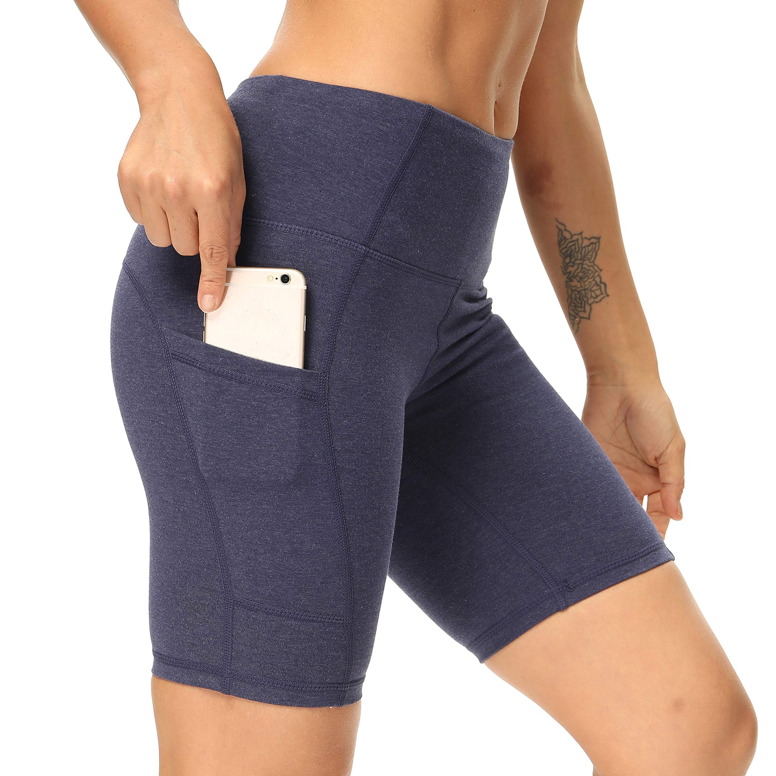CQC Women's High Waist Yoga Shorts - Compression Workout Running Bike Shorts with Side Pockets | Perfect for Yoga, Gym, Running & Cycling