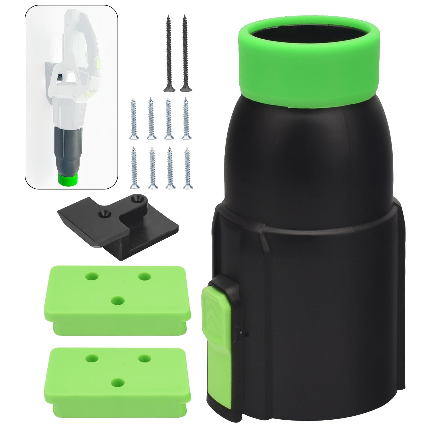EGO Power+ Leaf Blower Car Drying Nozzle Attachment - Compatible with 530 575 580 615 650 765 Models - Includes Wall Mount, 2 Battery Holders, Screws & Soft Silicone Band (8 Inch) - Perfect for Quick Car Washing, RV Cleaning & Outdoor Surface Drying