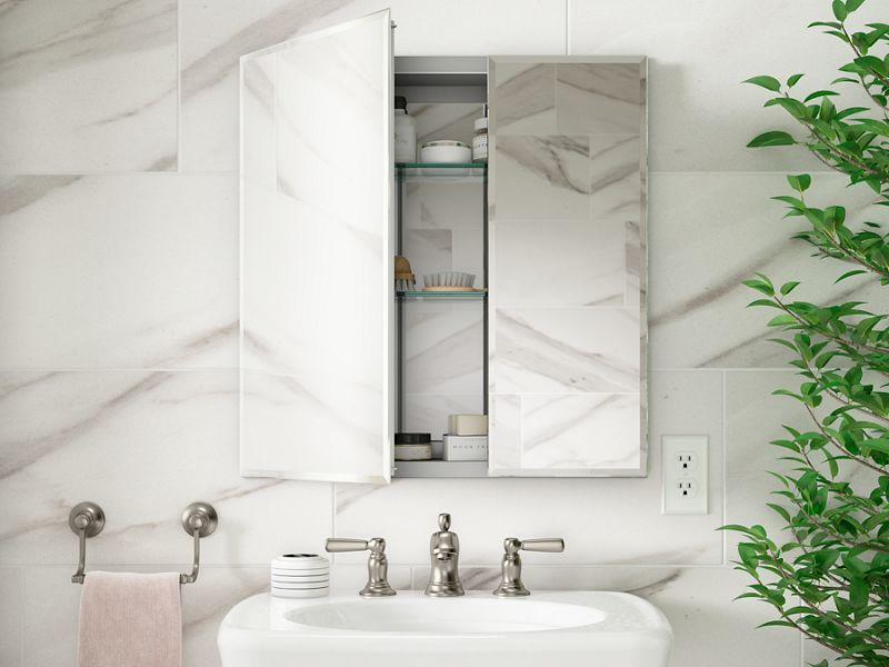 Kohler CB CLC2526FS 25 x 26 Inch Aluminum Medicine Cabinet - Rust-Resistant Bathroom Storage for Toiletries & Essentials (Perfect for Bathroom, Vanity, or Powder Room Organization)