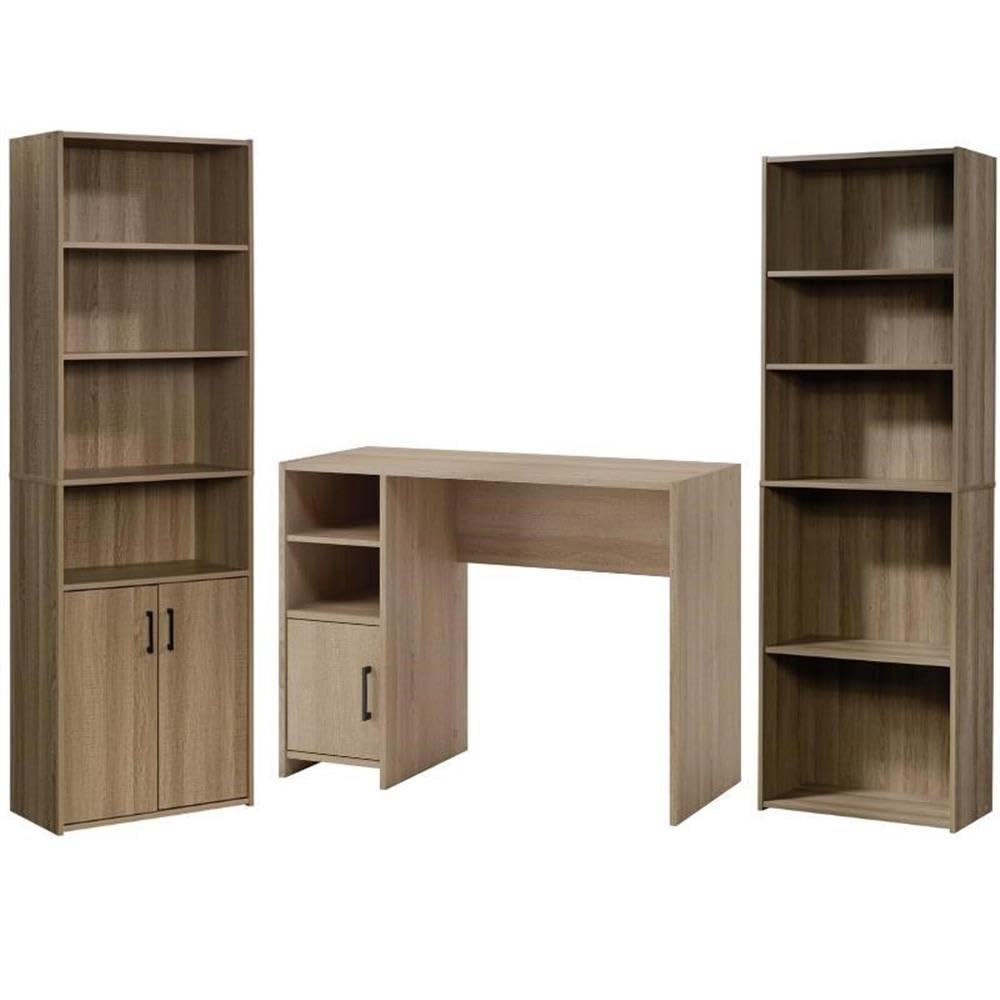 Home Square 3-Piece Oak Furniture Set with 2 Bookcases & Computer Desk - Perfect for Home Office, Study Room & Small Spaces
