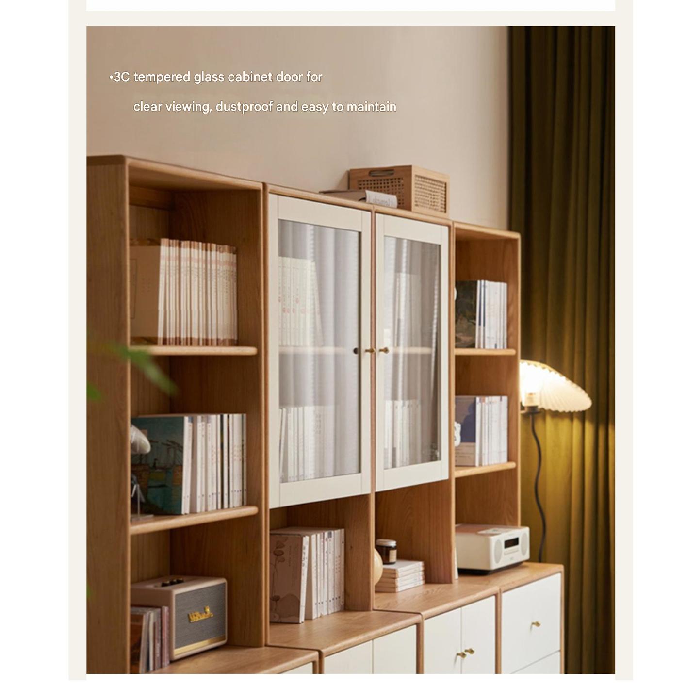 Oak and Poplar Solid Wood Bookcase - Sturdy and Stylish Bookshelf for Home Office, Living Room, or Library Storage