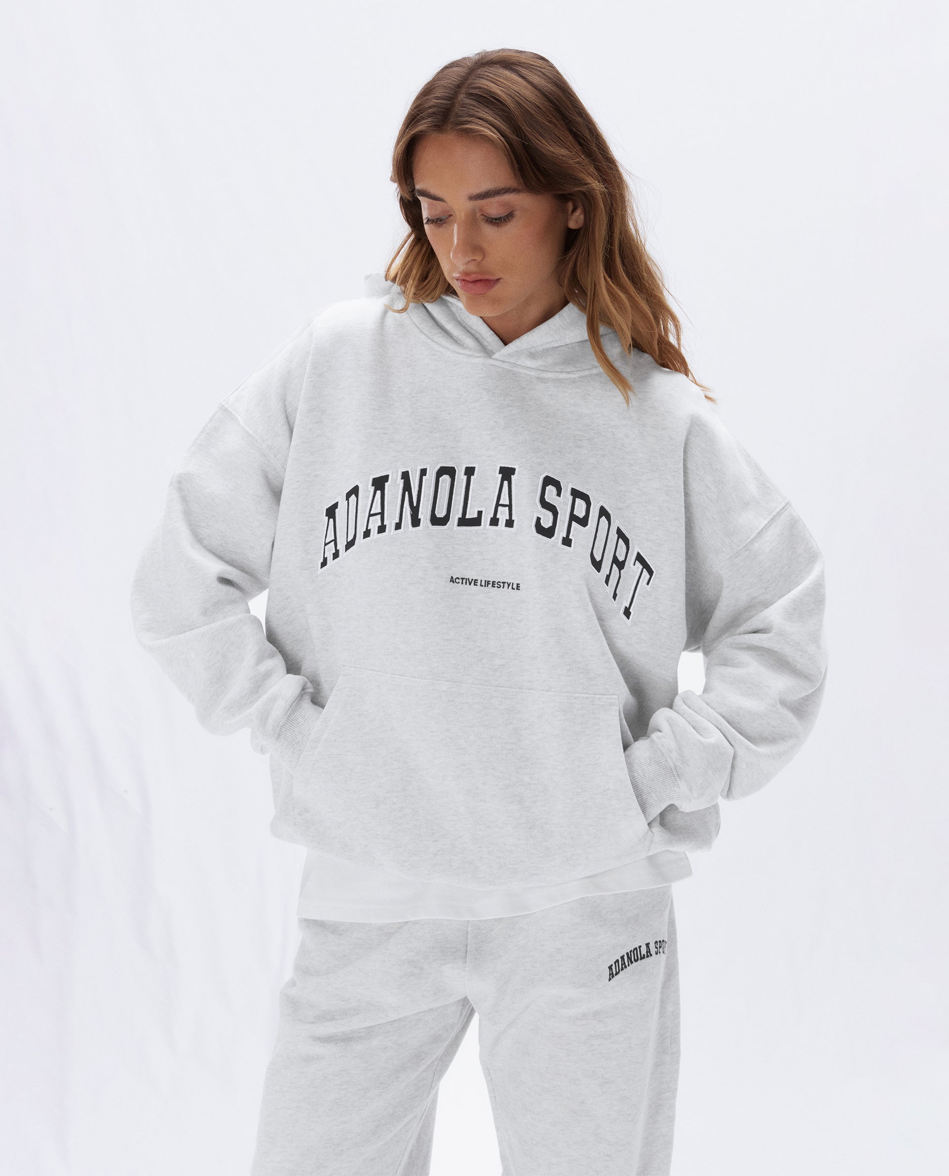 AS Oversized Hoodie for Women - Light Grey Melange | Cozy Fleece Pullover Sweatshirt | Perfect for Casual Wear, Loungewear & Street Style Fashion