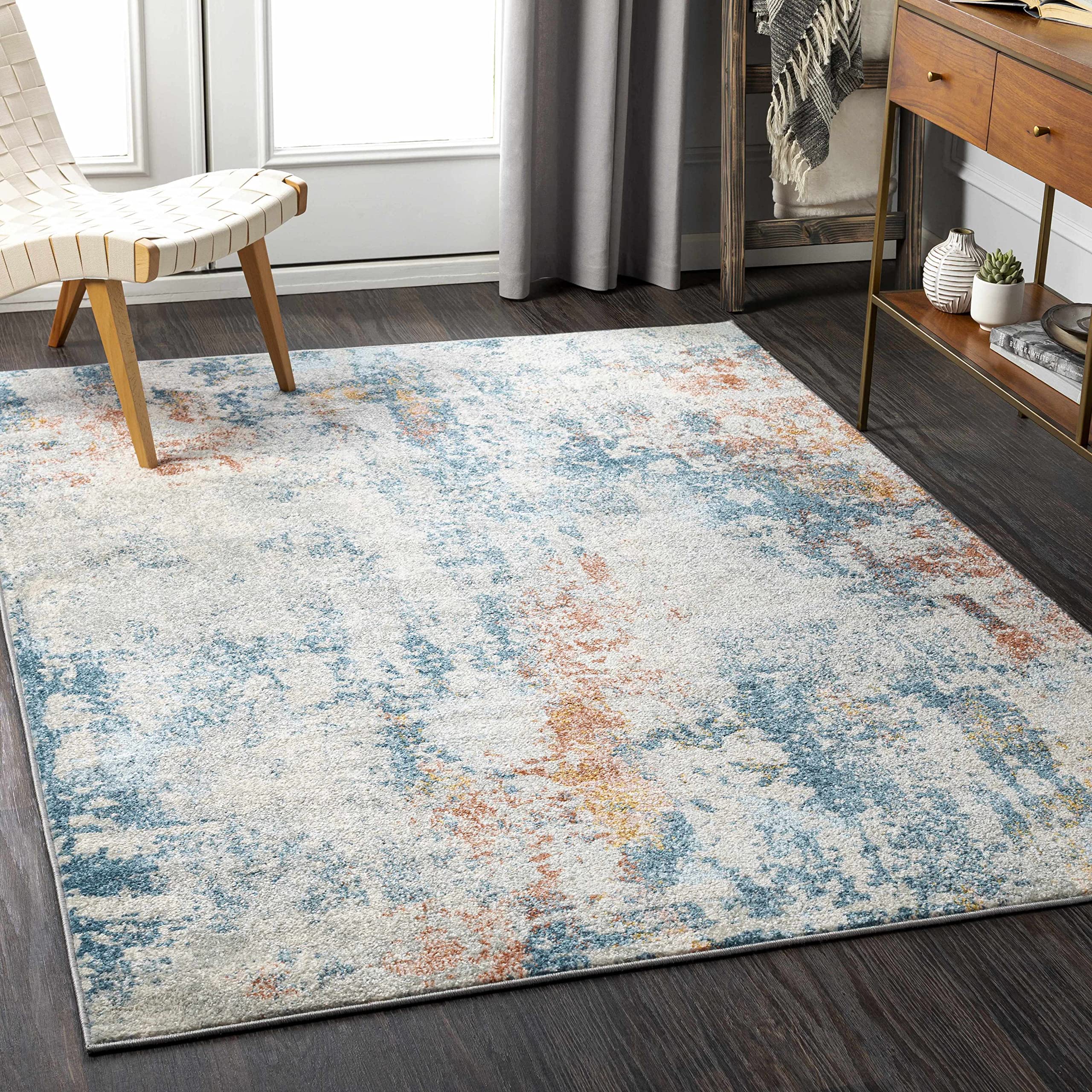 Hauteloom Ballynahinch Modern Area Rug for Living Room & Bedroom - Soft Gray, Pink, Red - 6'7