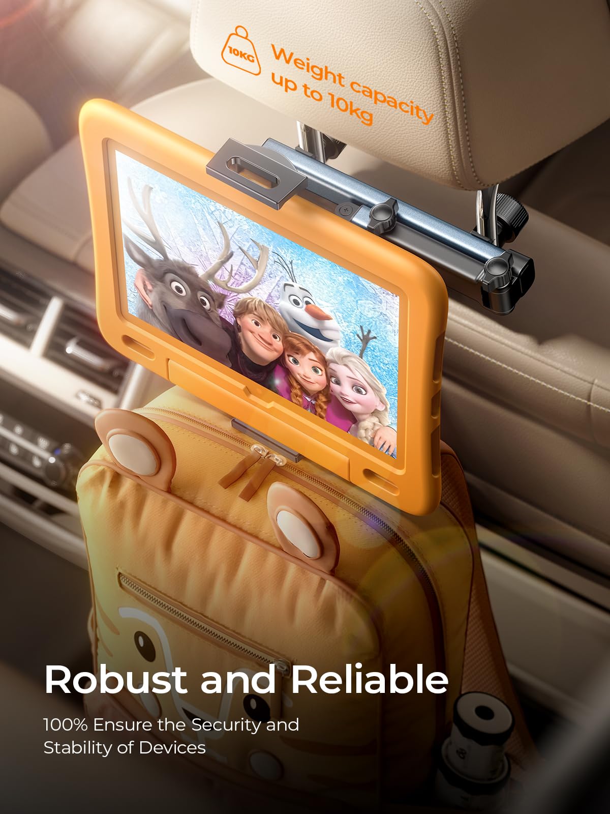 LISEN 3-in-1 Car Headrest Tablet Holder for iPad & Fire Tablet 4.7-11