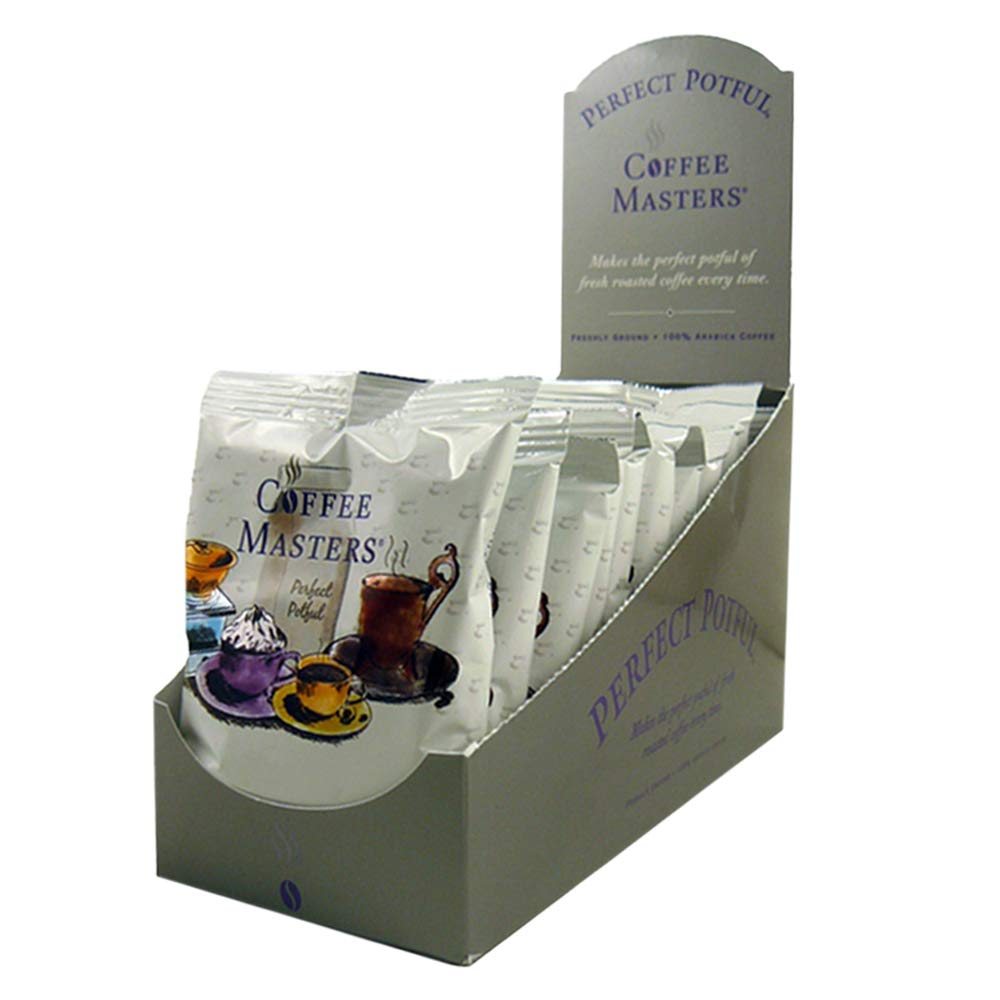 Almond Amaretto Ground Coffee by Coffee Masters - 12 Pack (1.5oz Each) | Premium Flavored Coffee for Home, Office & Gifts | Perfect for Morning Brew, Afternoon Pick-Me-Up & Coffee Lovers