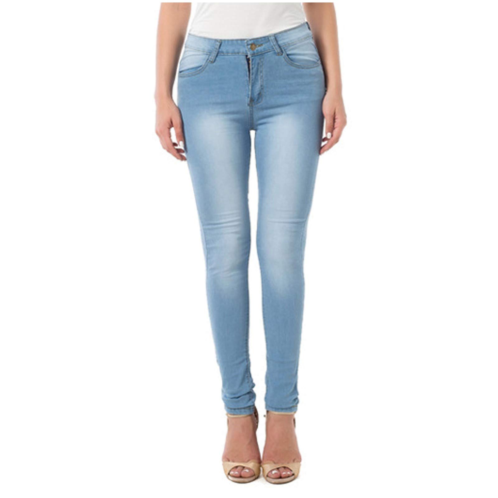 Women's Slim Fit Mid Rise Denim Jeans - Regular & Plus Size, Long Gradient Wash for Casual Wear & Jogging