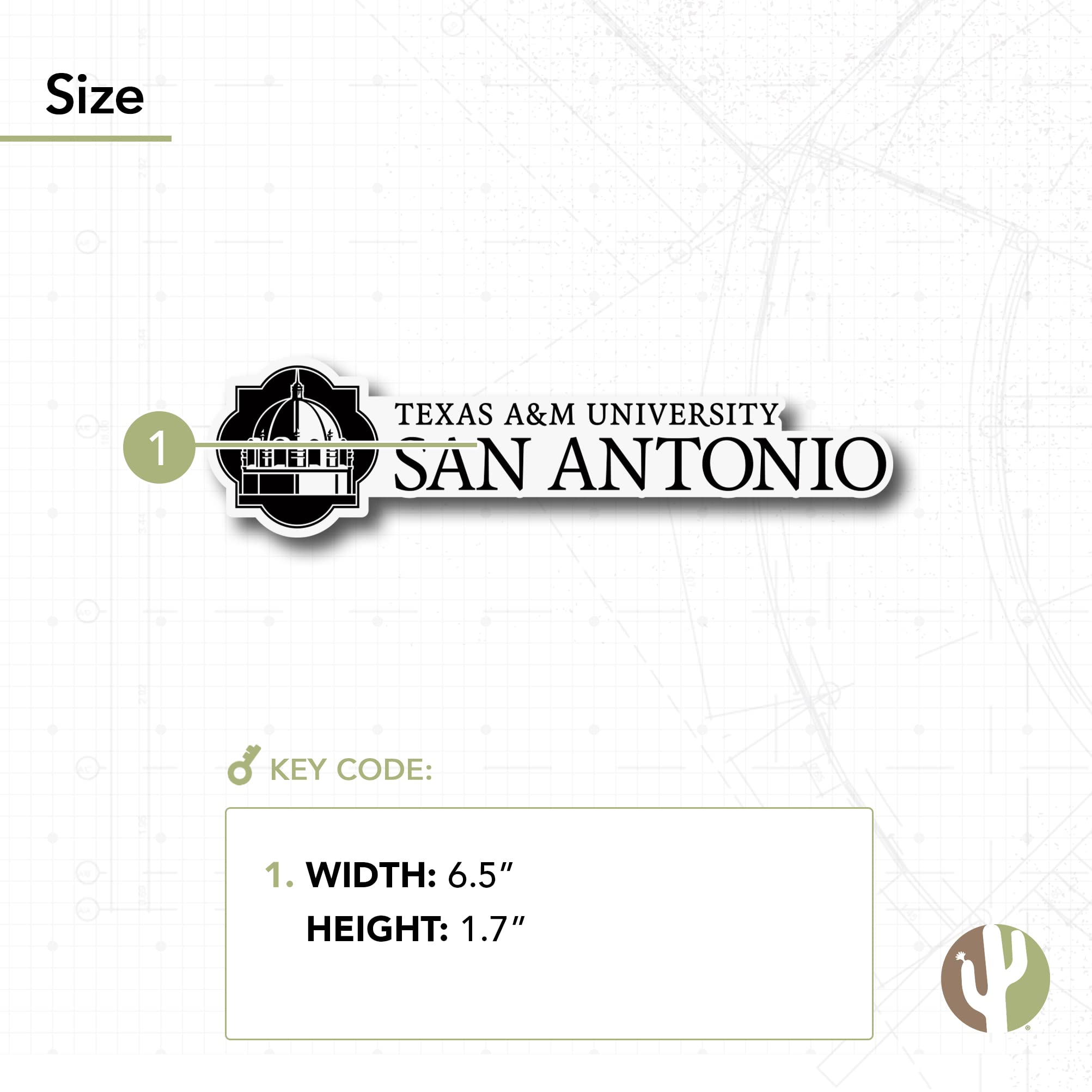 Texas A&M University San Antonio Jaguars Vinyl Decal Sticker - Desert Cactus Design for Laptop, Water Bottle, Car & Scrapbook - Perfect for College Pride, School Spirit & Fan Gifts (IND 00006)