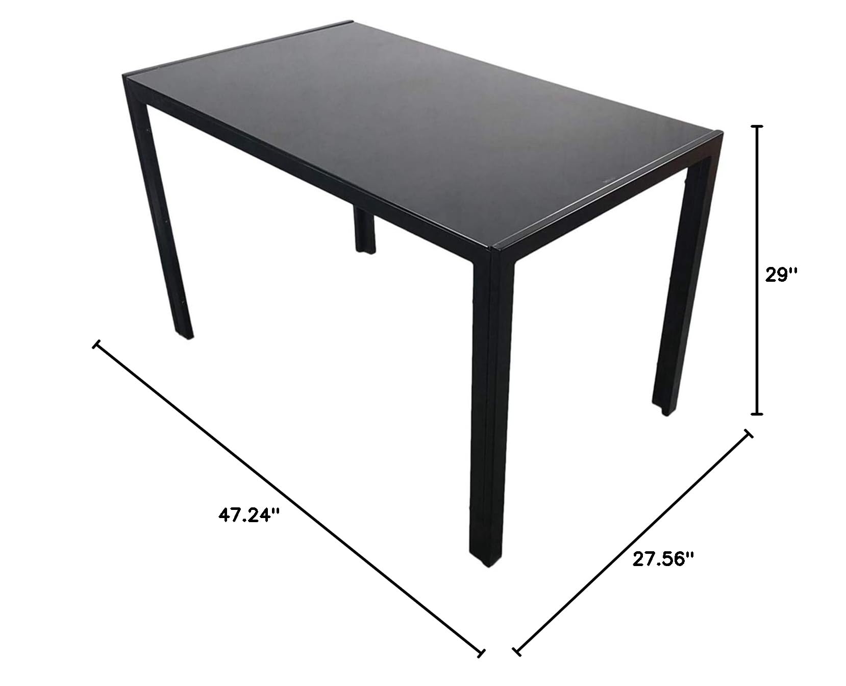 Modern Black Tempered Glass & Iron Dining Table - Simple Assembly, Elegant Design for Kitchen, Dining Room, Office, or Breakfast Nook | MITPATY