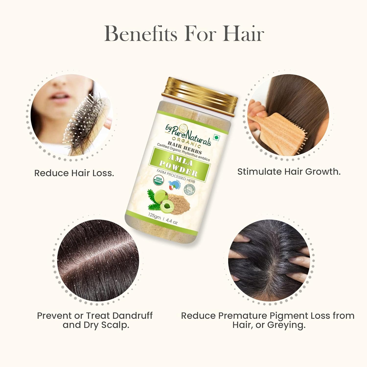 Organic Amla Powder 100% Natural | Phyllanthus Emblica (Indian Gooseberry) | Promotes Hair Growth & Healthy Skin | Face Care & Beauty | 125g for Smoothies, Hair Masks & Skincare Routines