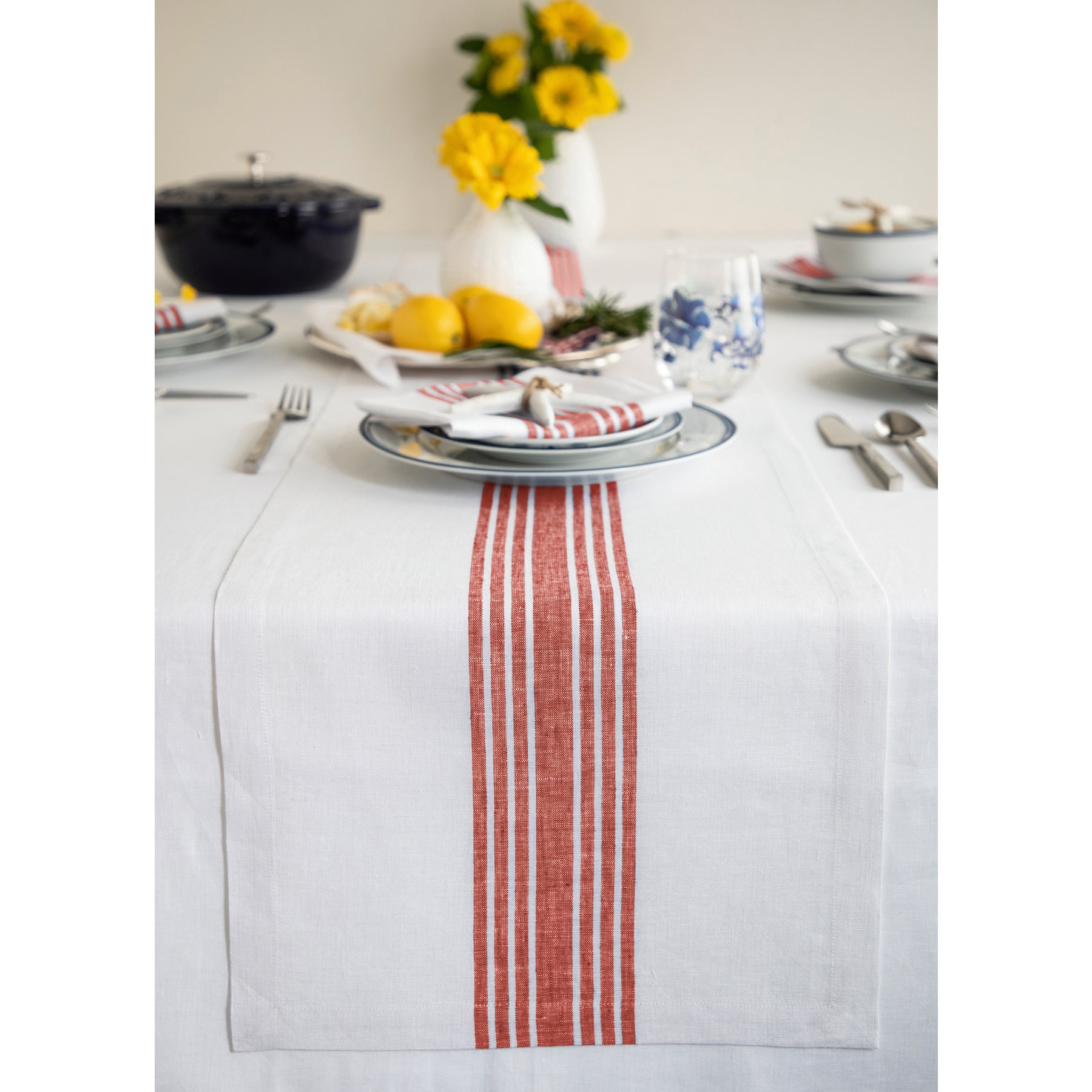 Rustic Farmhouse Table Runner - Cotton Linen Blend for Dining Room Decor - Perfect for Thanksgiving, Christmas & Everyday Use