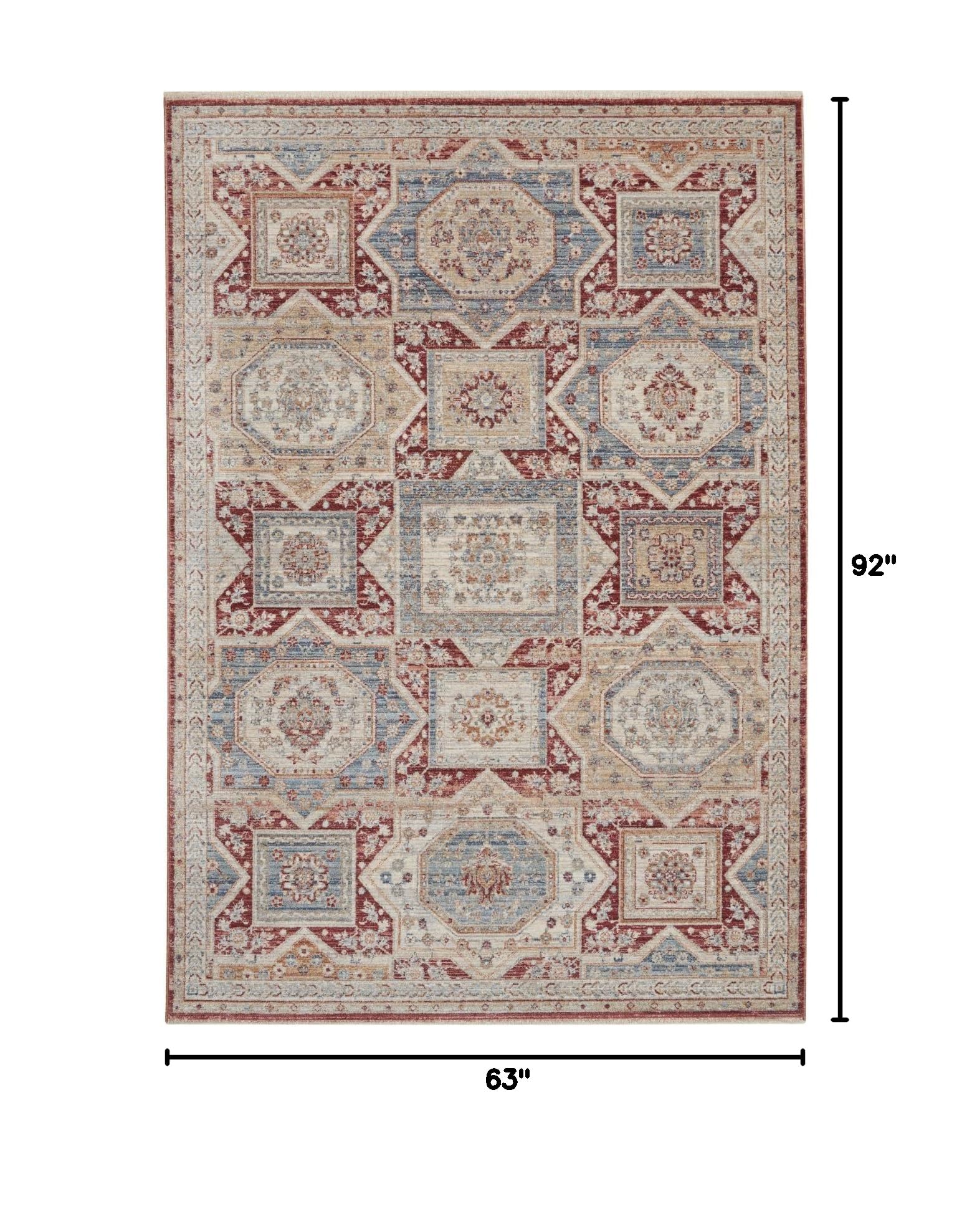 Nourison Enchanting Farmhouse Blue/Brick 5'3