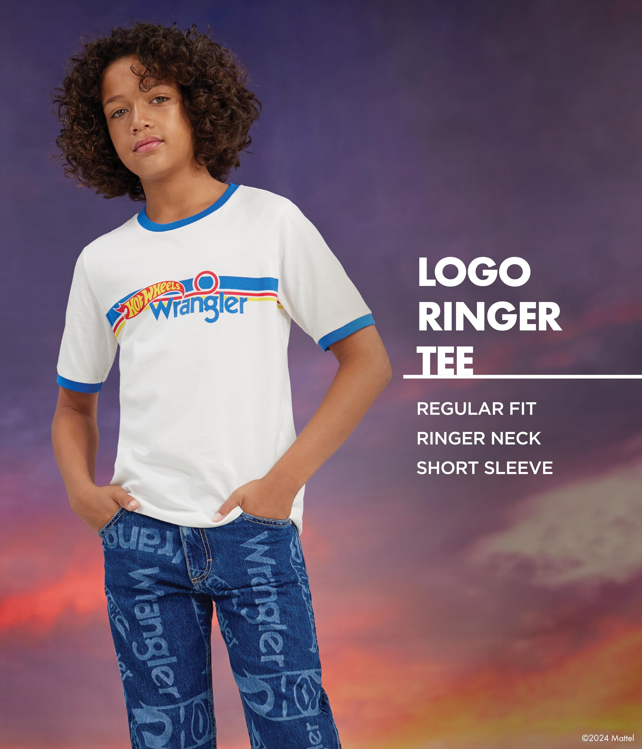Wrangler Boys' X Hot Wheels Youth Ringer Tee - Cool Graphic T-Shirt for Kids & Teens - Perfect for Playdates, Birthday Parties & Casual Outfits