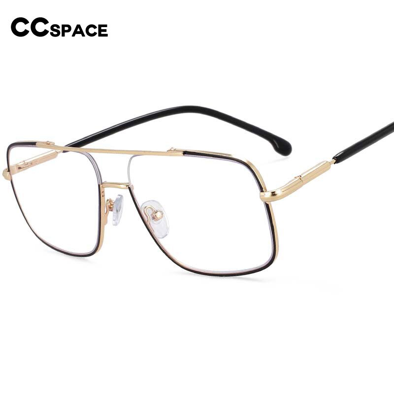 CCspace Unisex Full Rim Square Alloy Double Bridge Frame Eyeglasses 54240 - Stylish & Durable Eyewear for Men & Women | Perfect for Work, Reading & Fashion Accessories