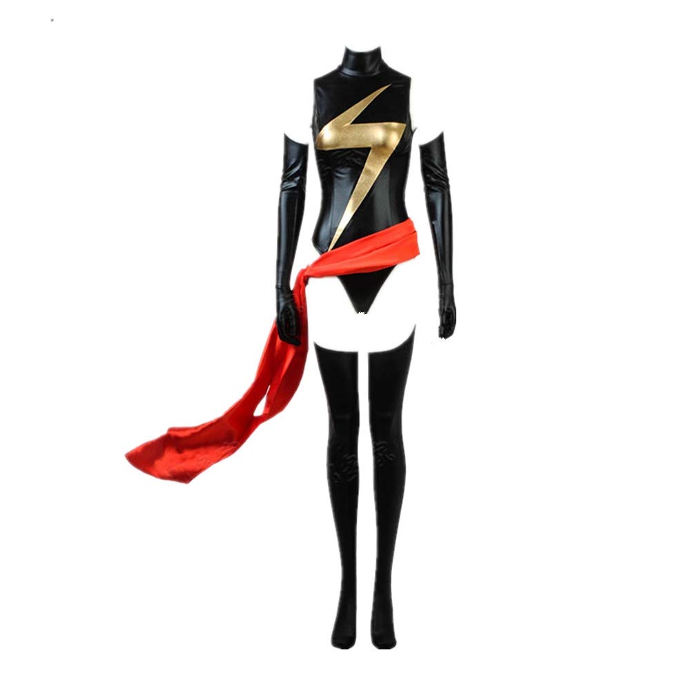 Captain Marvel Carol Danvers Cosplay Costume Full Set with Eye Patch - Perfect for Halloween, Comic Con, Anime Con & Cosplay Parties