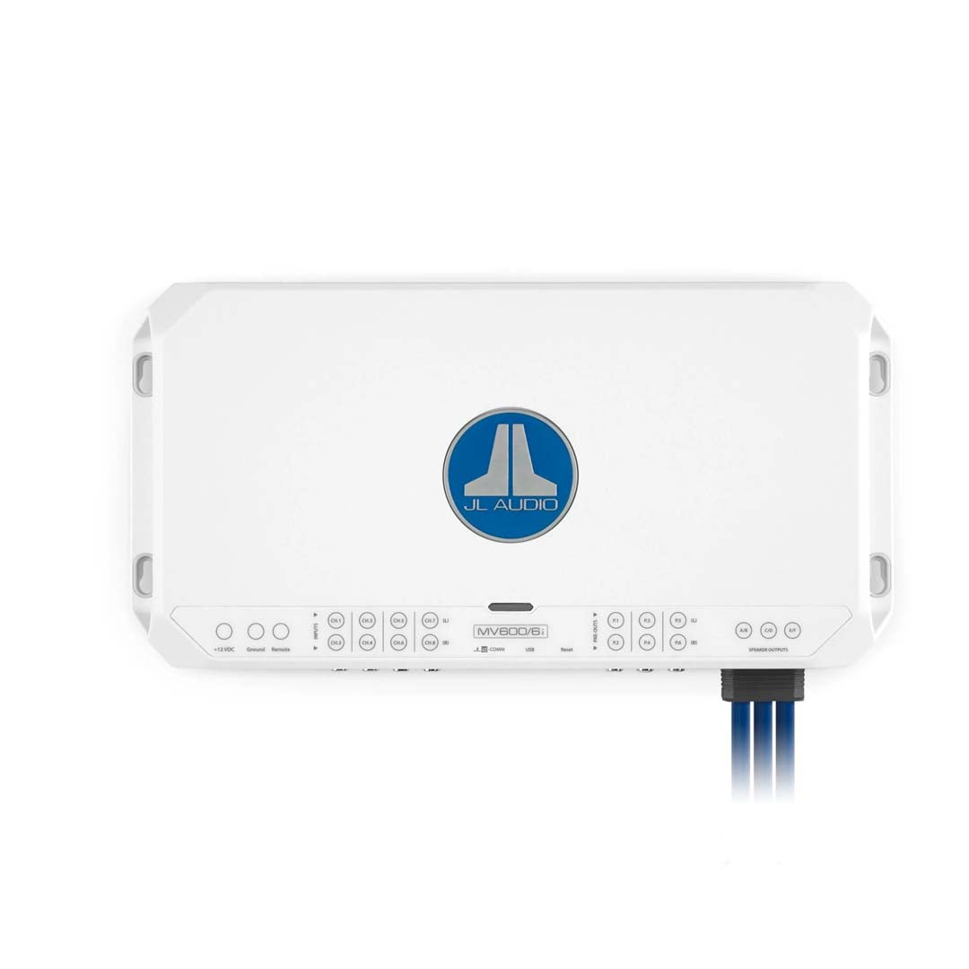 JL Audio MV600/6i MVi Series 600W 6-Channel Marine Amplifier with DSP - Waterproof Boat Audio System for Yachts, Speedboats & Marine Vehicles